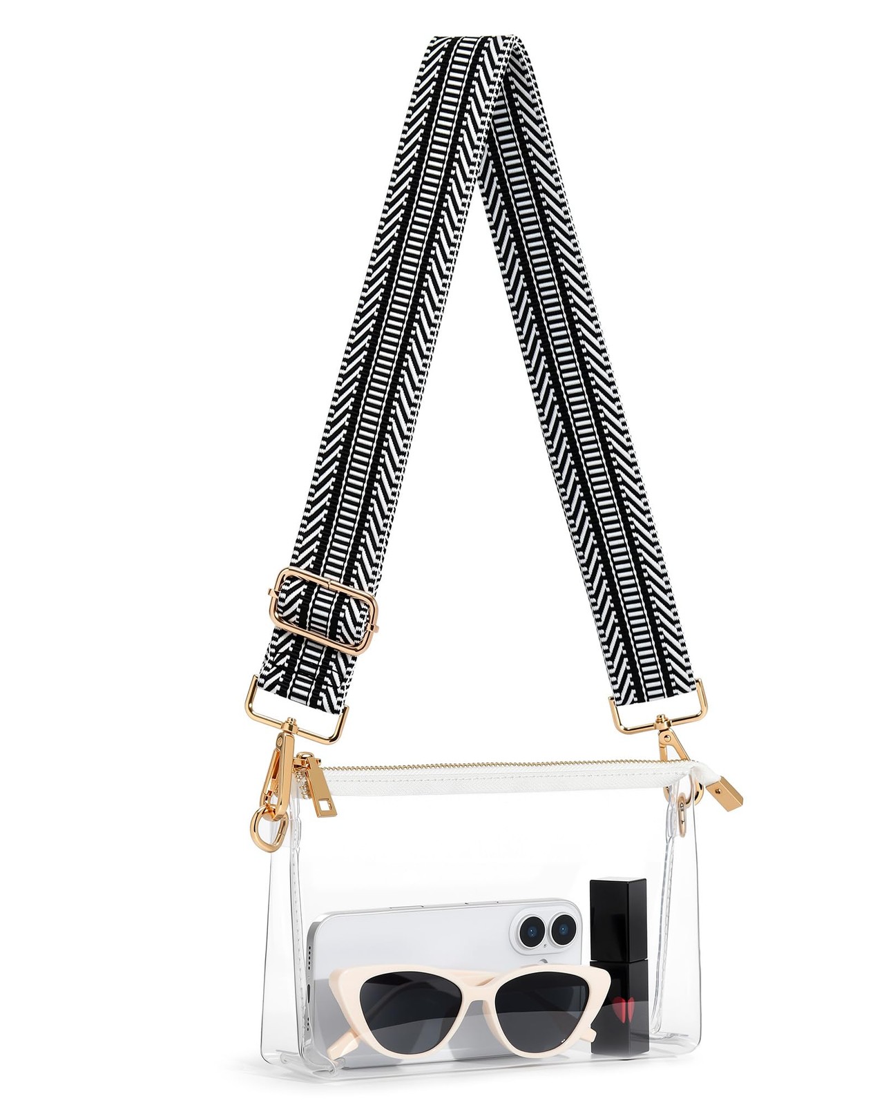 Vosturdy Clear Purse for Women, Small Bag Stadium Medium, Chevron 