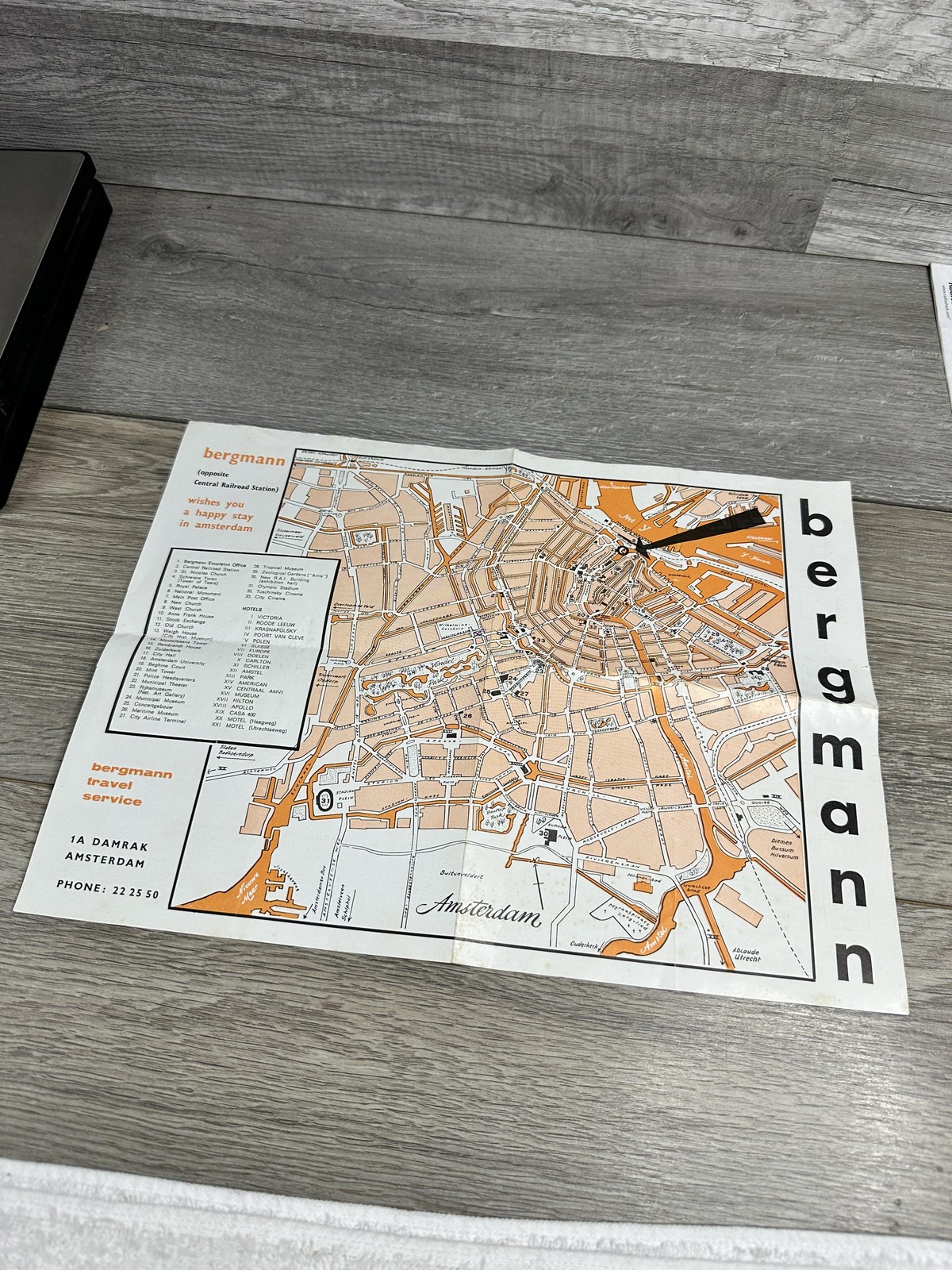 Vintage Amsterdam Bergmann Travel Service City Map Tourist Brochure Netherlands
