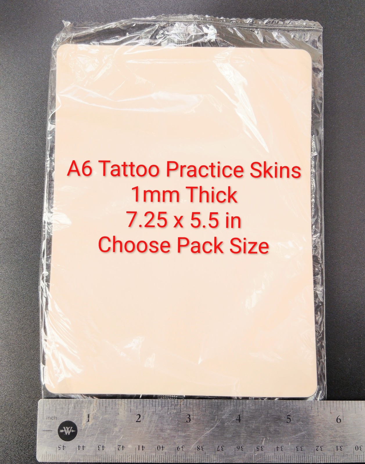 Tattoo Practice Skin A6 1mm 7.25x5.5 Silicone Tattoo Practice Skins Choose Pack