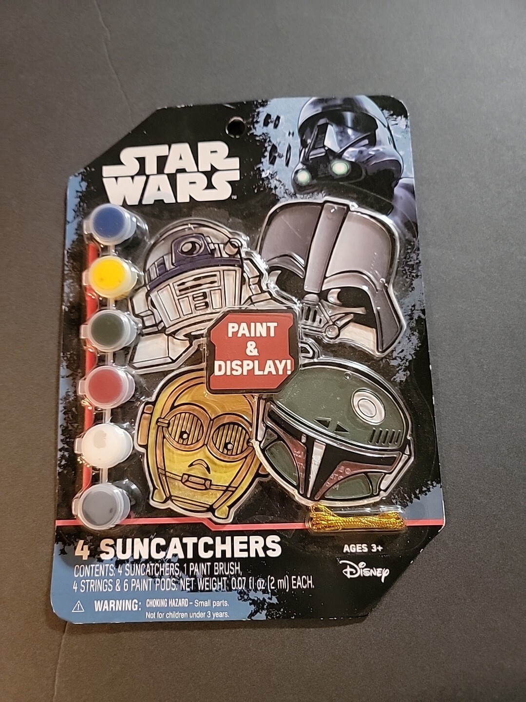 Disney Star Wars Paint &Display 4 SunCatchers Boba Fett Darth Vader C3PO R2D2 📦