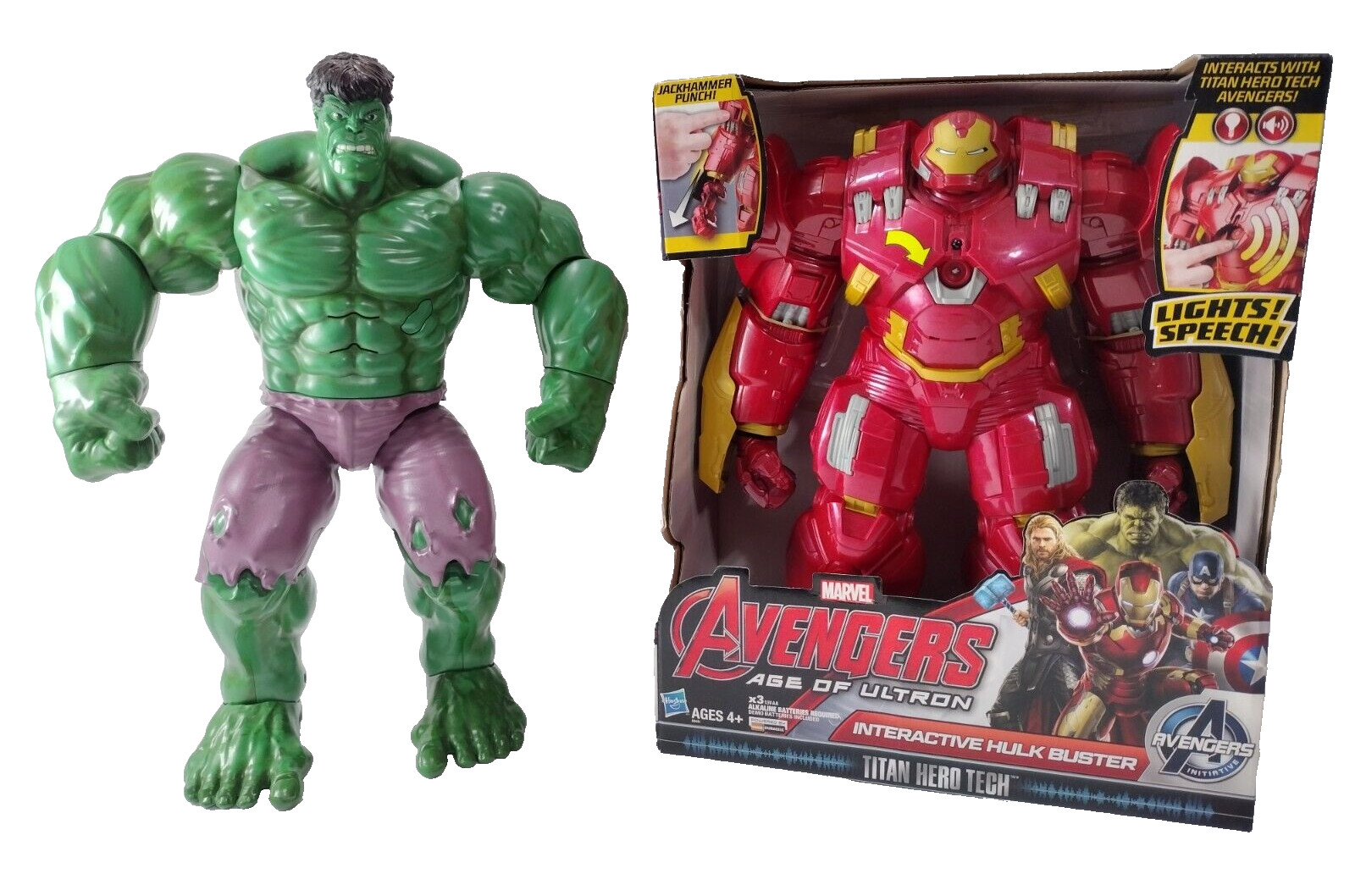 Avengers Age Of Ultron 13" Interactive Hulk Buster + 15" Talking Hulk Toy Figure