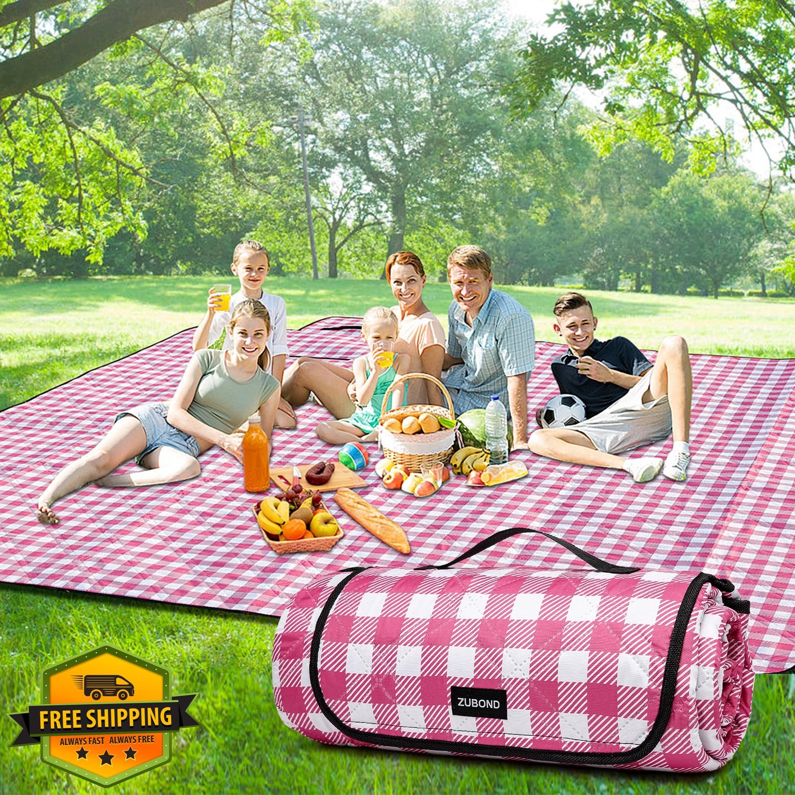 Outdoor Picnic Blanket 80x80 Inch Waterproof Sandproof Foldable Washable