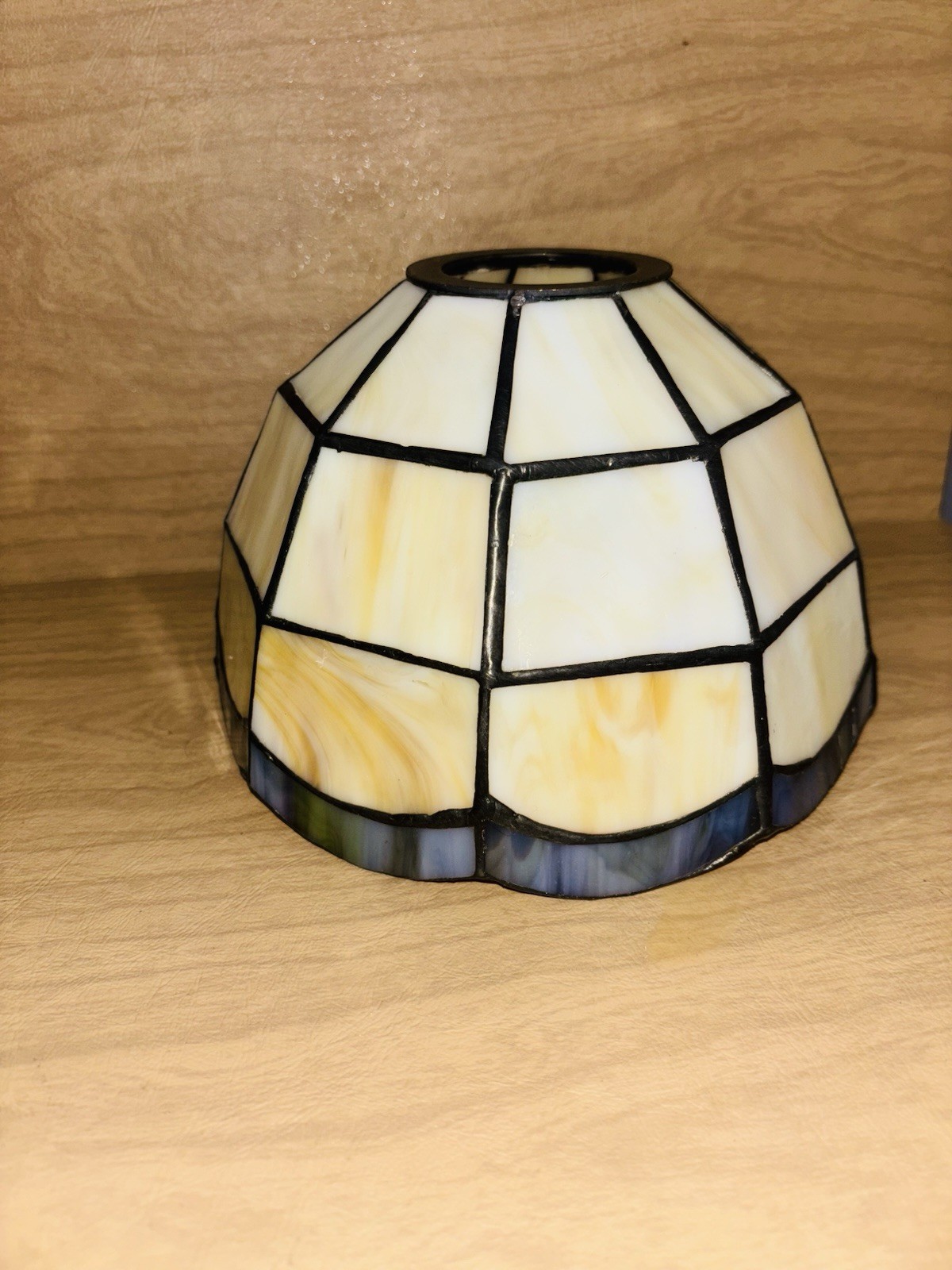 Stained Glass Slag Opalescent Tiffany Style Lamp Vanity Fan Shade Vtg