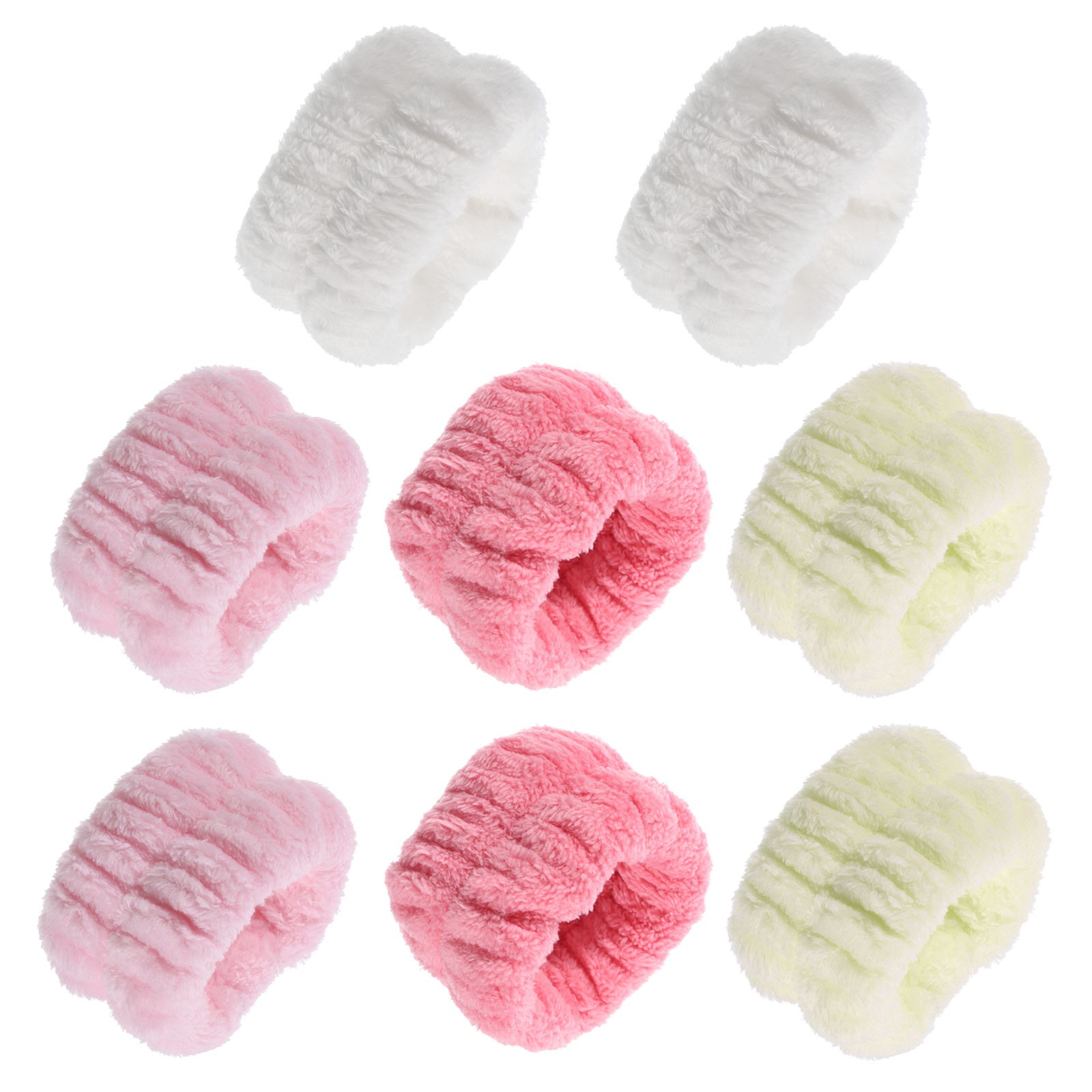 4.3" x 2.4" Face Wristband Towel, 8pcs, Pink Red, Pink, White, Beige