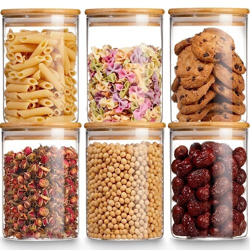 Glass Storage Jars with Airtight Bamboo Lid, 27 OZ Food Storage Jar with 