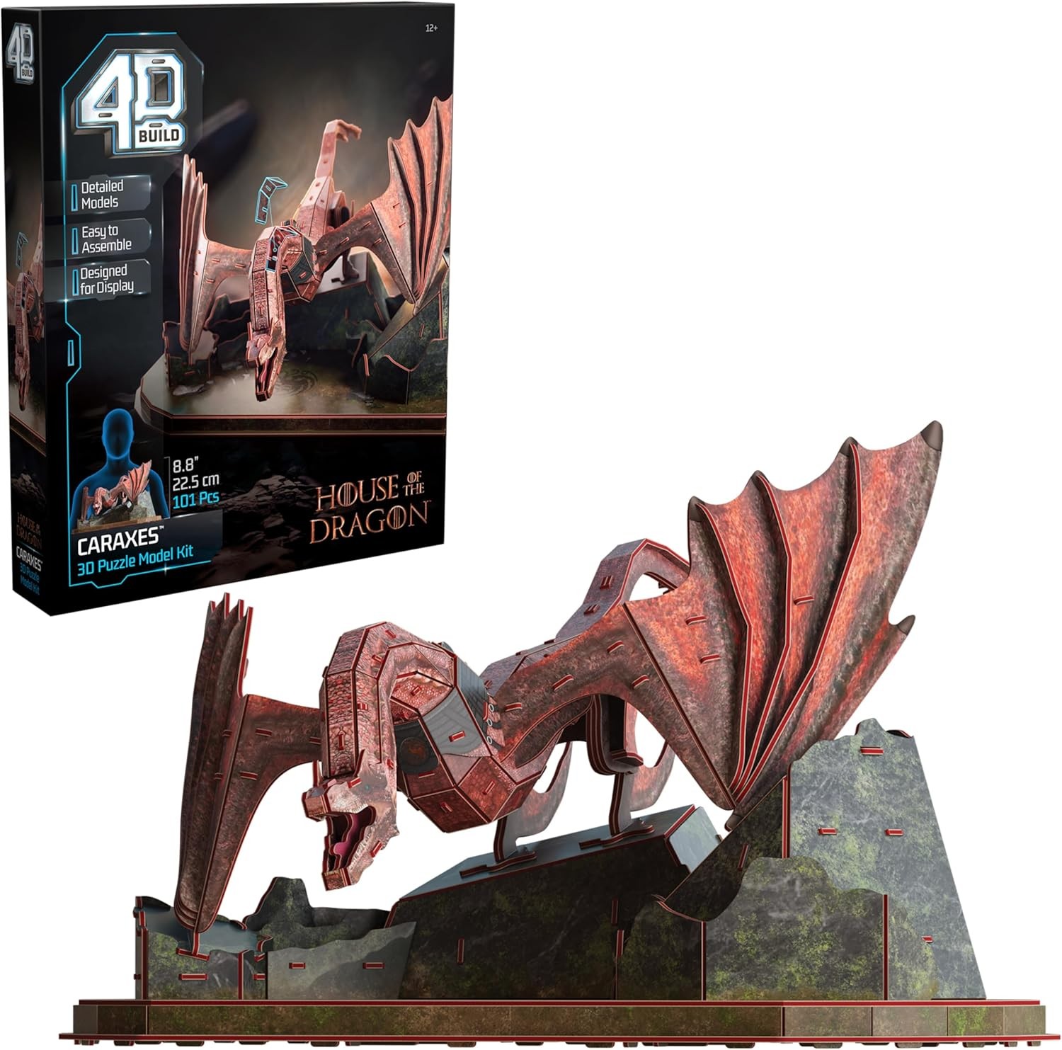4D Build, House of The Dragon Caraxes Dragon 3D Model Kit, Game of Thrones Colle