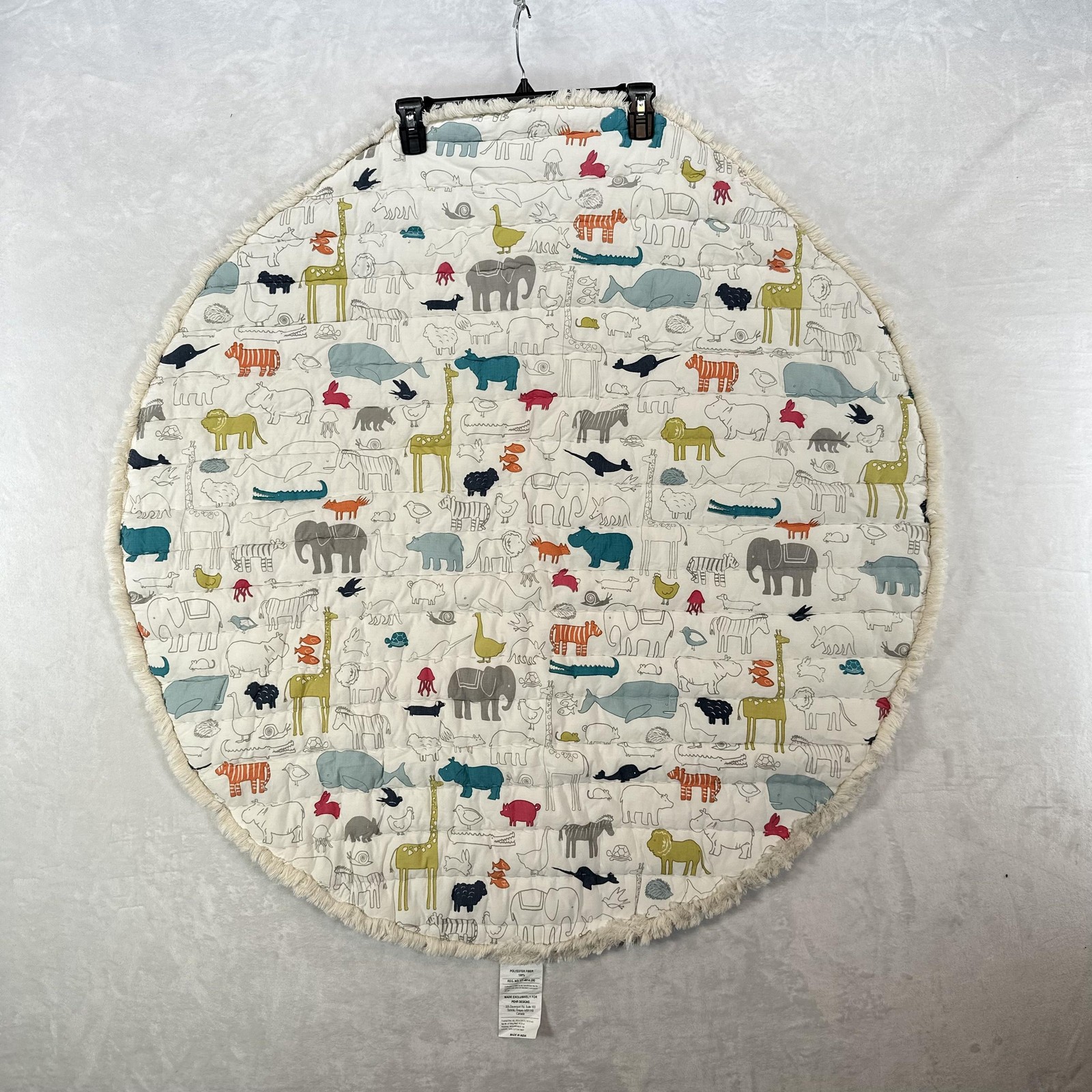 Pehr Play Mat Multicolor Round Baby Rug 40x40 Animals Reversible Cotton Quilt