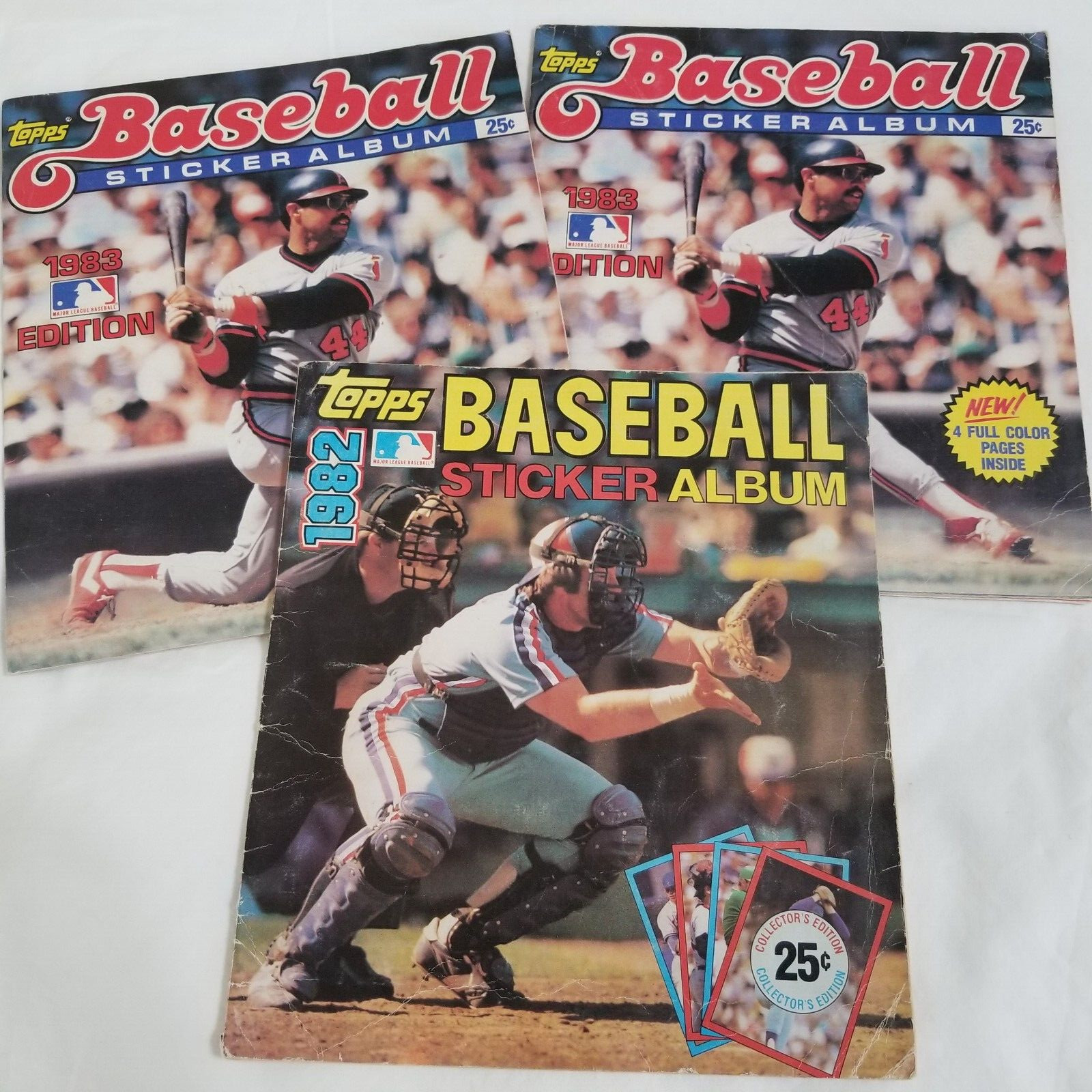 Lot 3 Topps 1982-83 MLB Baseball Sticker Albums Includes Stickers NEAR COMPLETE