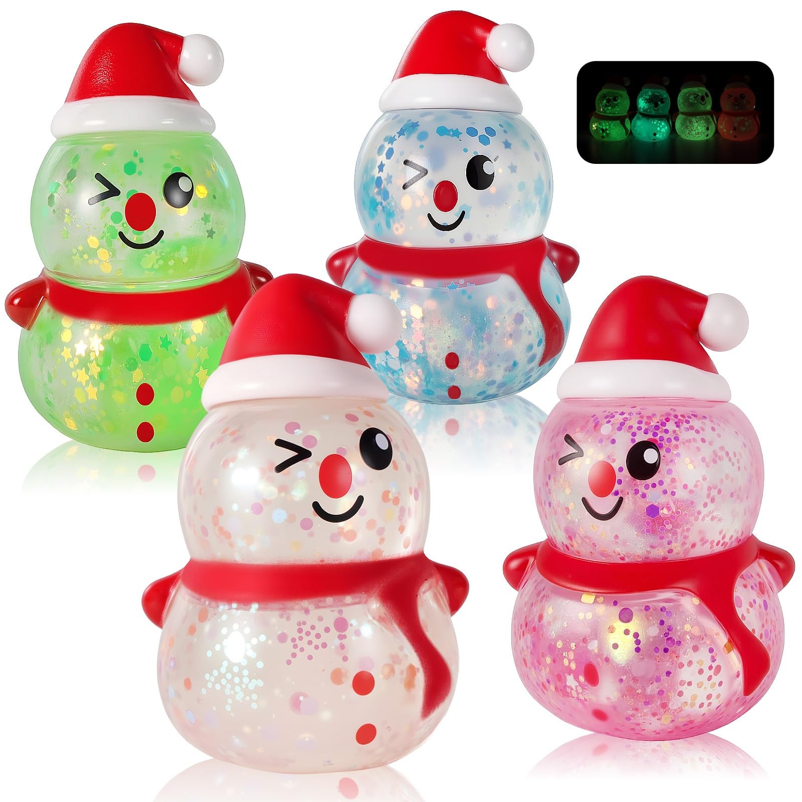 UGYWI Christmas Stocking Stuffers- Glow in The Dark - Squishy Fidget Snowman 