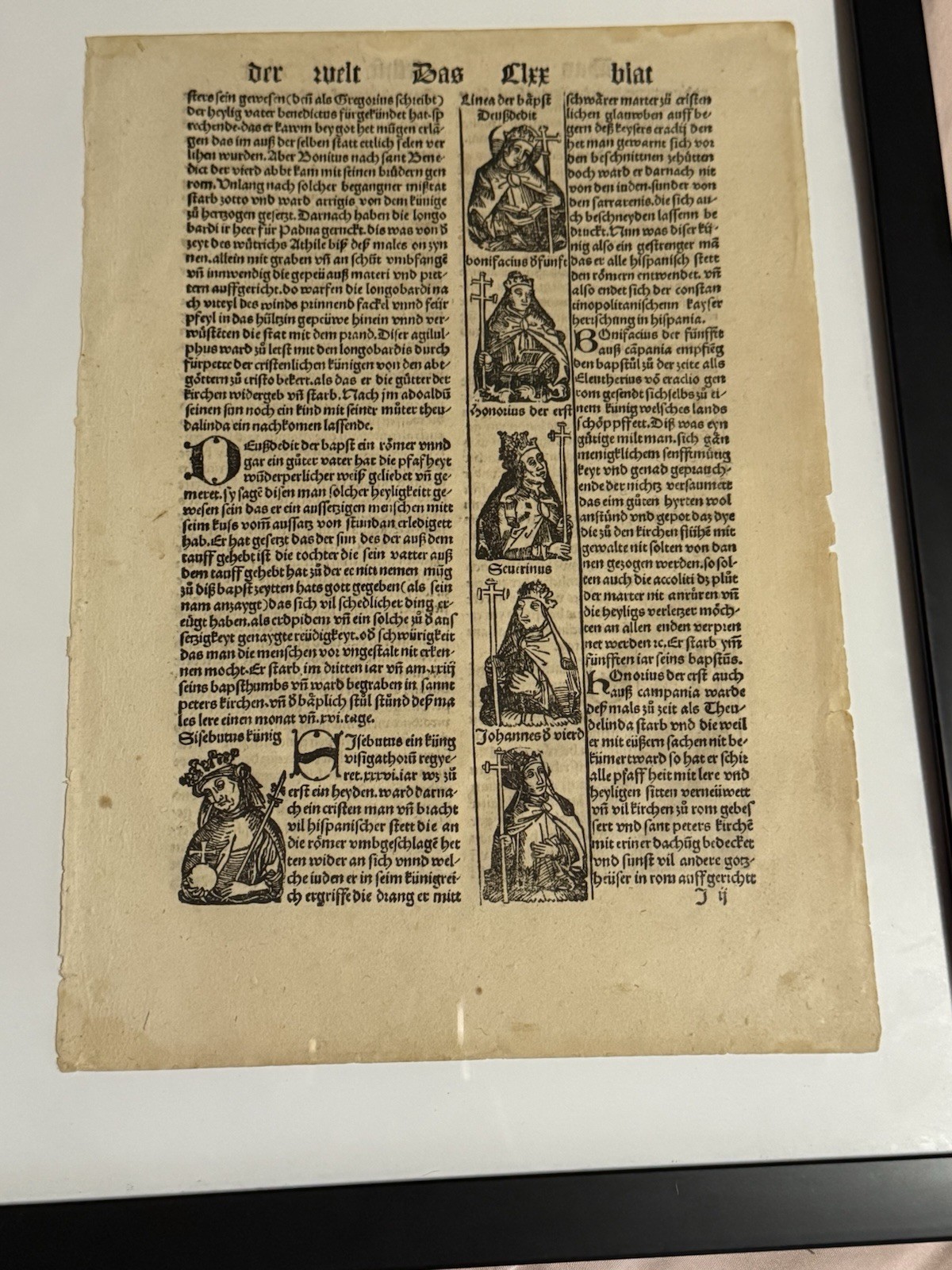 15th Century German “Nuremberg Chronicle” Original Illustration Religious Leaf 