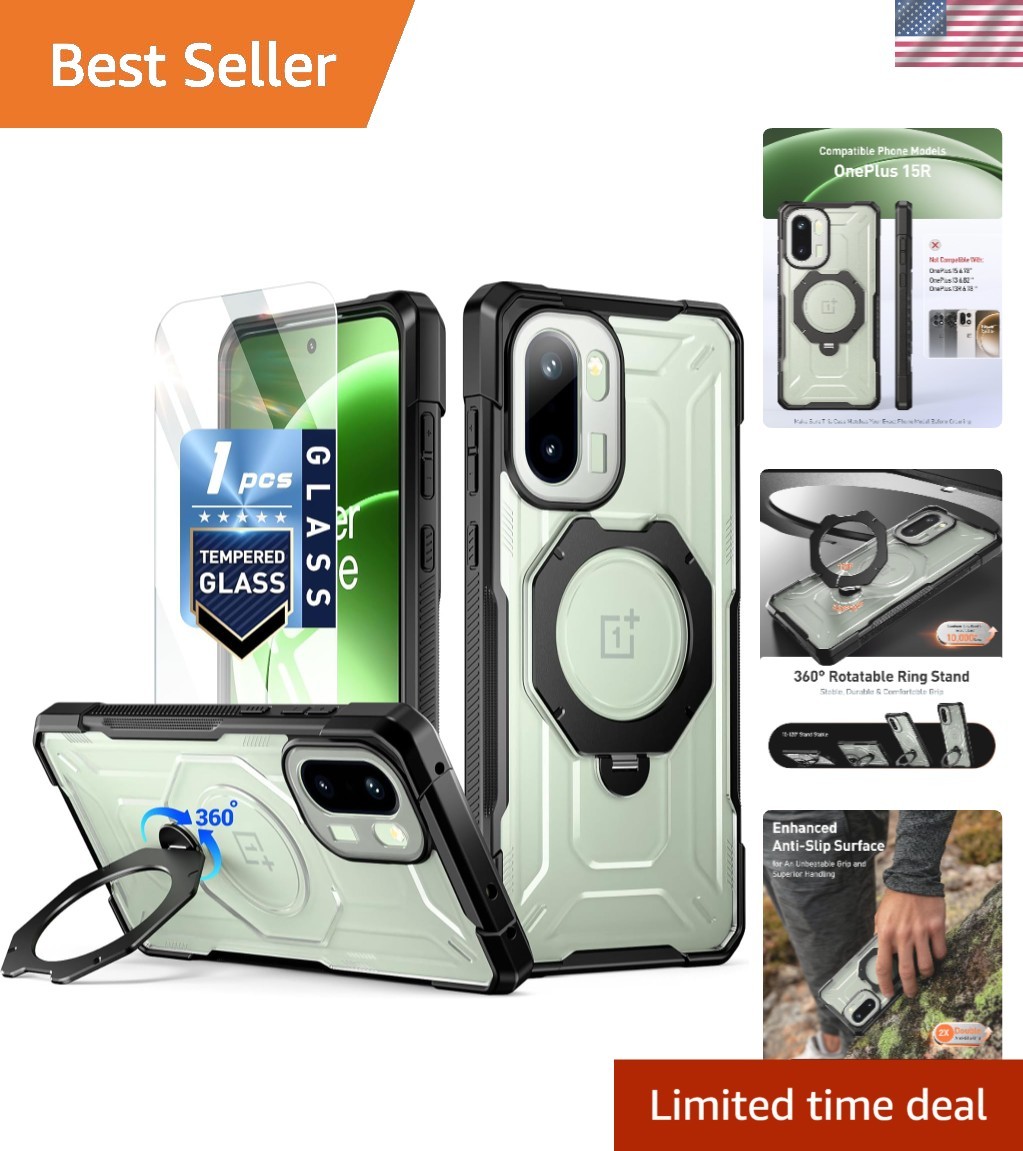 for OnePlus 15R Case, | 360° Rotate Magnetic Ring Kickstand | Military Grade ...