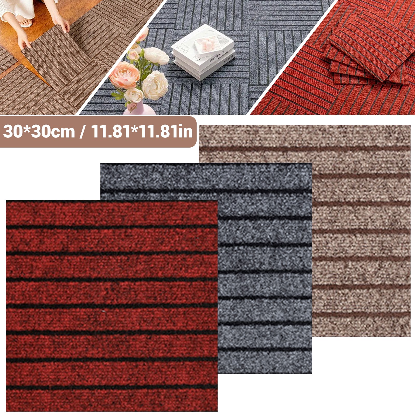 20x Self Adhesive Carpet Tiles Commercial Retail Office Home Flooring Floor Mat