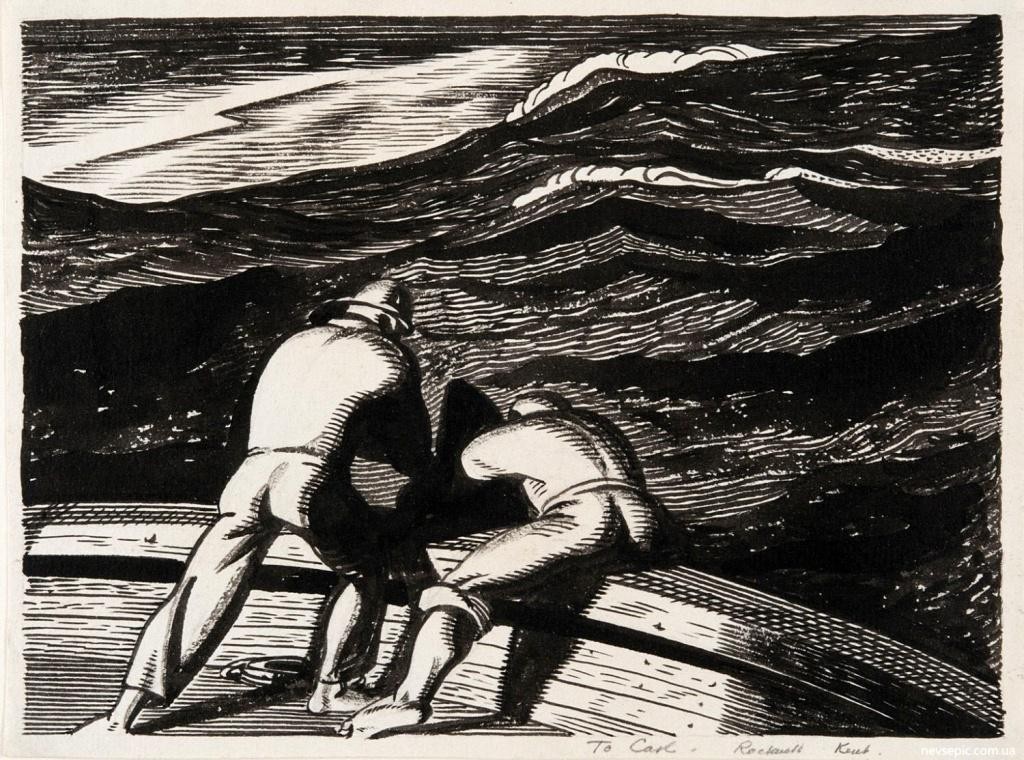 Sailors on Shipboard by Rockwell Kent – 1928 Maritime Modernist Print