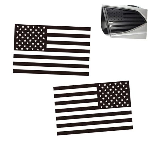2 PCS Car Rear Window American Flag Decals, USA Flag Patriotic Sticker, 