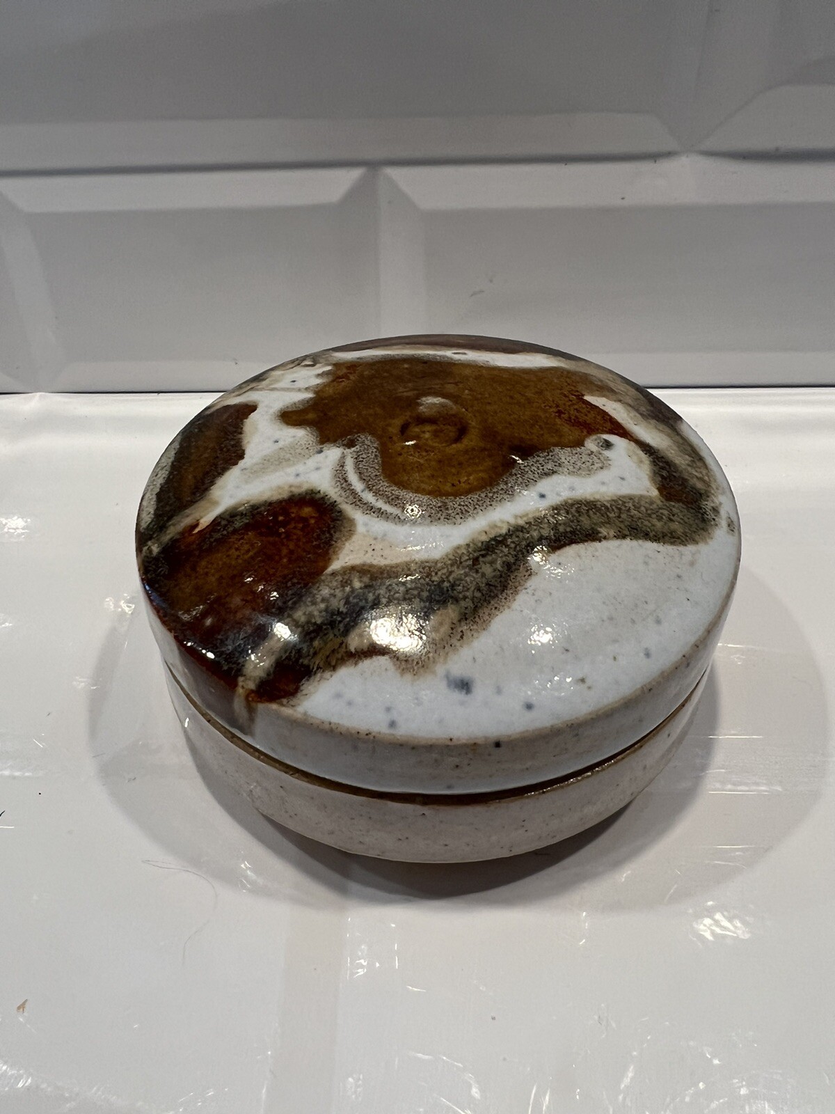 Studio Art Pottery Lidded Dish Artist Signed “Rivers”