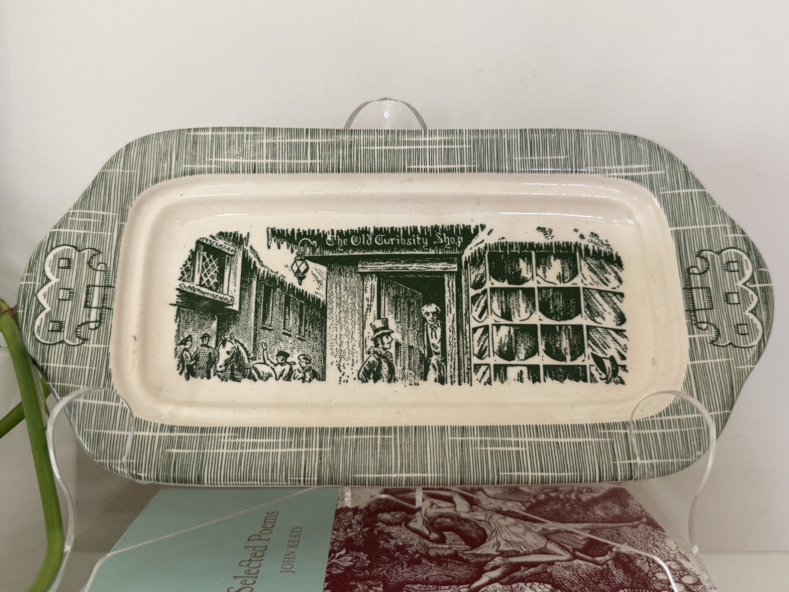 Rare VTG 1950s Green Colonial Homestead Butter Dish by Royal China (Dish Only) 