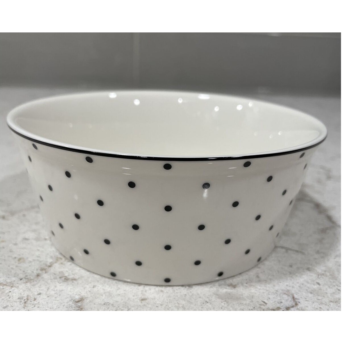 PAW PRINT & DOTS Fido's Diner Stoneware 5” Pet Bowl Dish White Dog Cat Black Dot