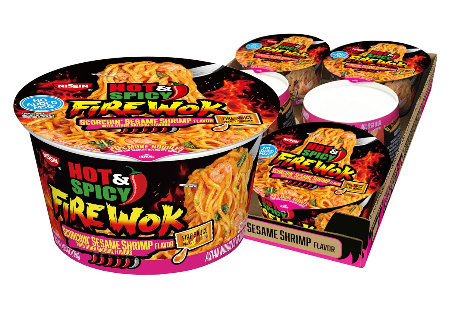 Hot & Spicy Fire Wok, Scorchin' Sesame Shrimp, 4.55 Ounce (Pack of 6)