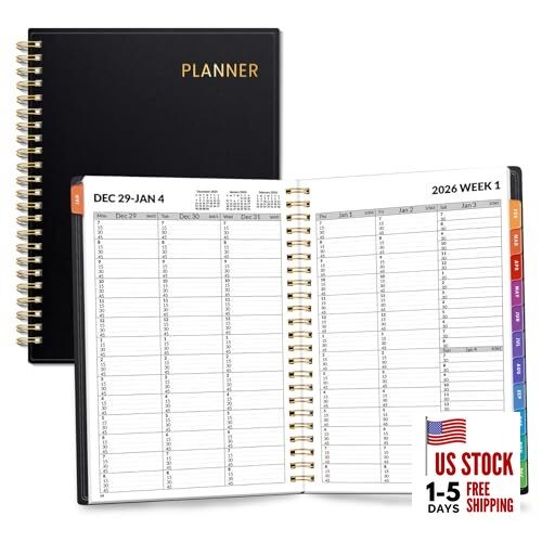  2026 Appointment Book, Quarter-Hourly, JAN 2026-DEC 2026 (6.4"x8.3") Black