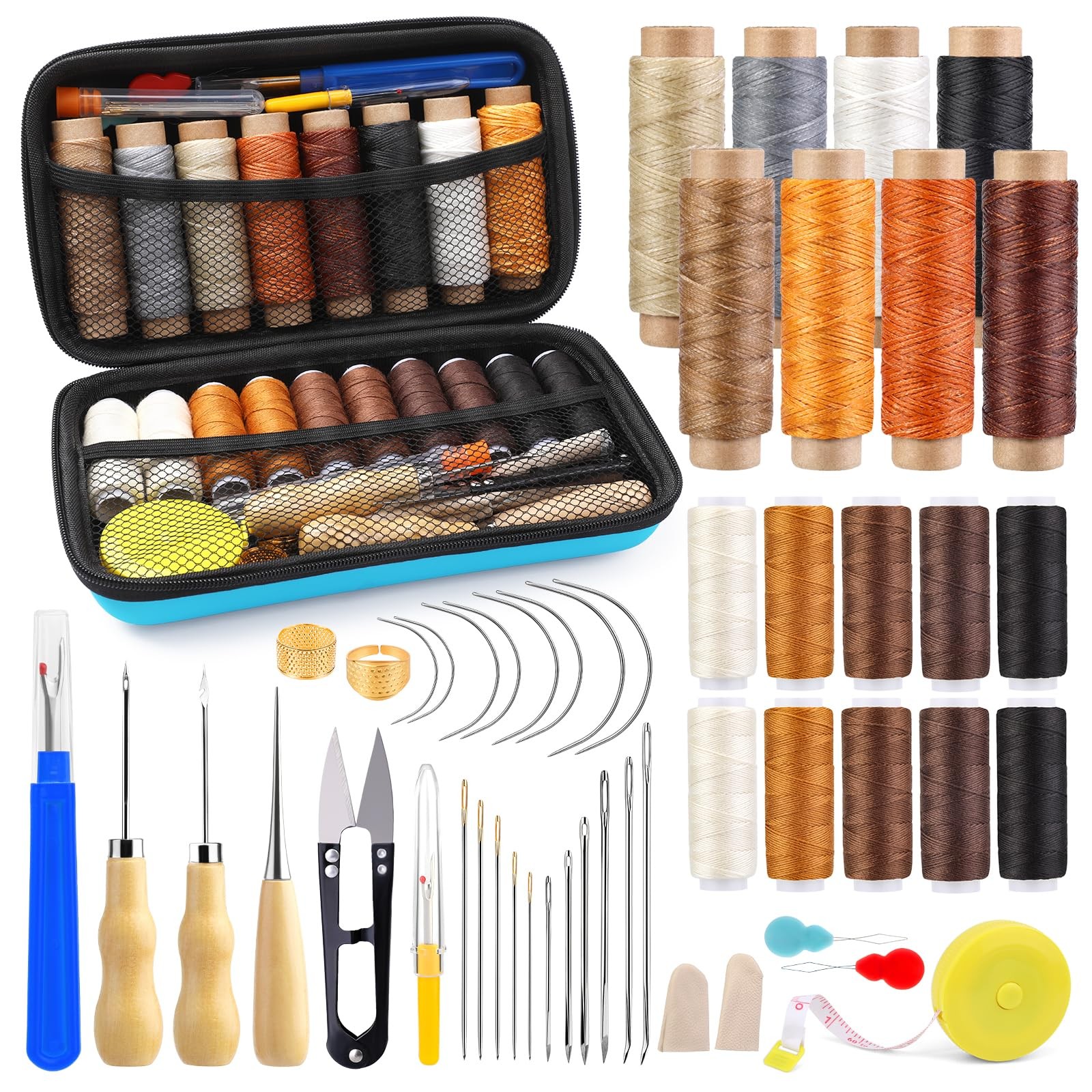 Upholstery Repair Kit, 71 Pcs Leather Sewing Kit, Leather Stitching Kit with ...