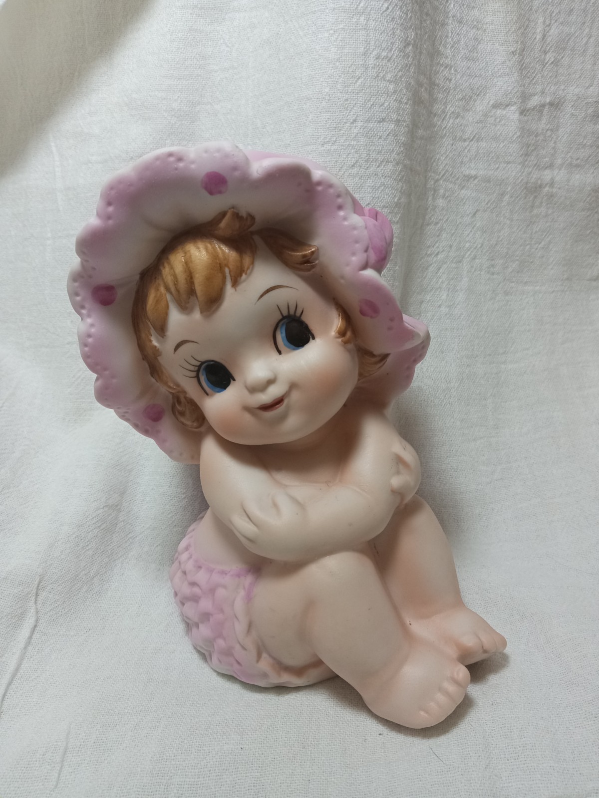 Vtg Lefton Bisque Porcelain Hand Painted Baby Girl Nursery Night Light Figure 6"