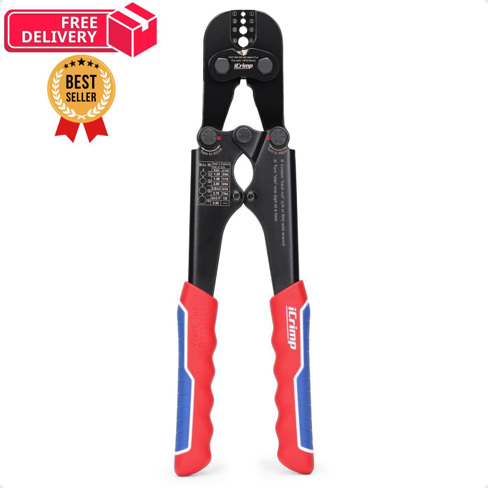 iCrimp Wire Rope Crimping Tool, Cutter, for Aluminum Oval Blue 