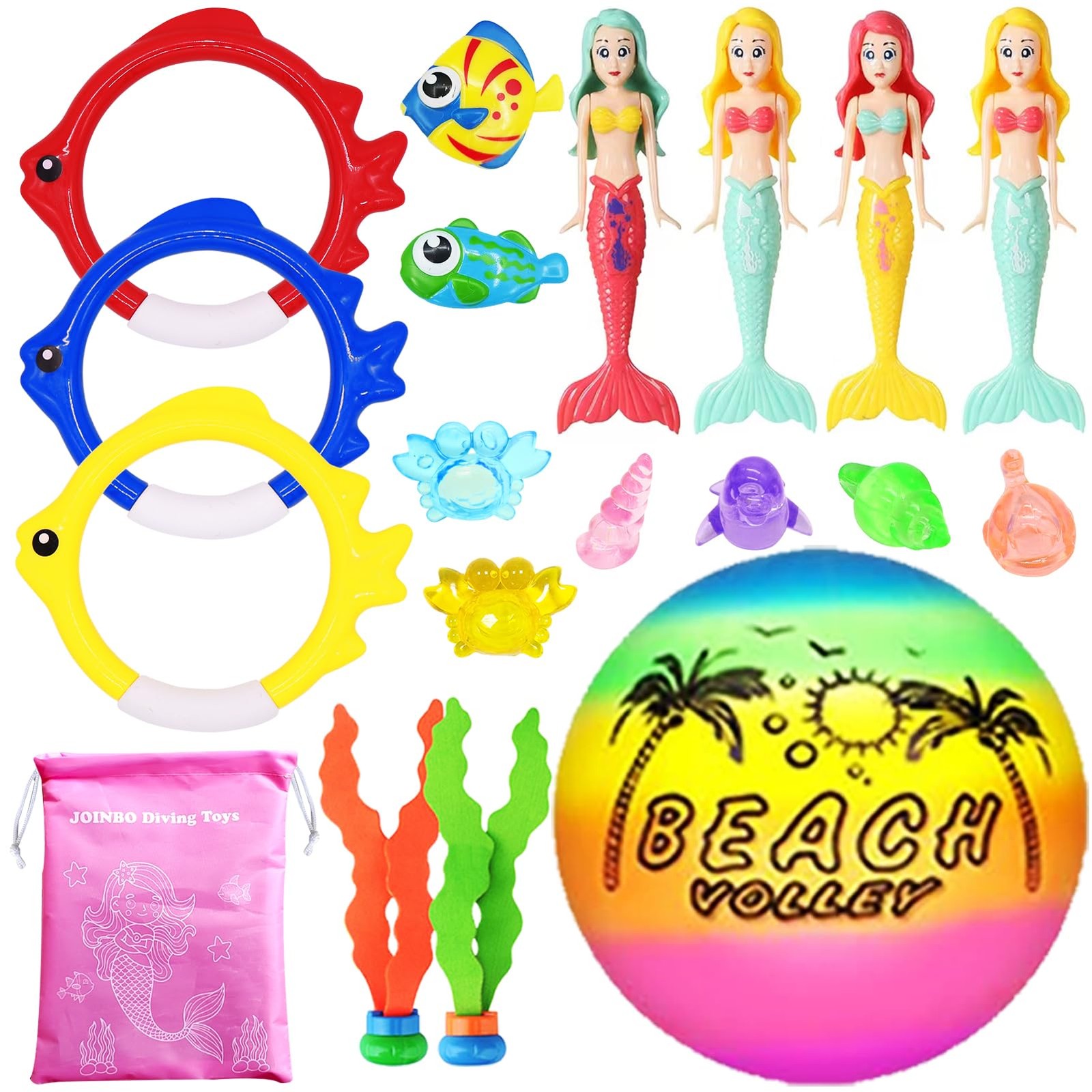 18 Pcs Diving Pool Toys for Ages 3-12 Set with Storage Bag,Pool Games Summer ...