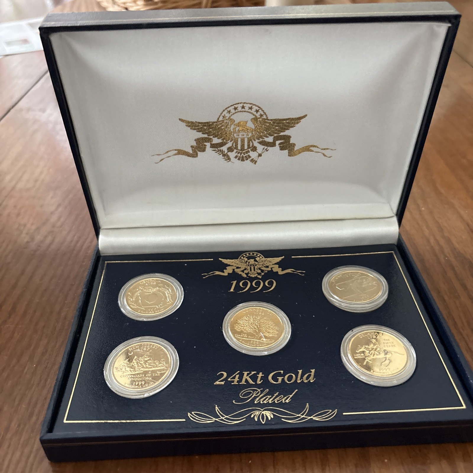1999 24k Gold Plated Edition, State Quarter Collection, GA NJ CT DE PA