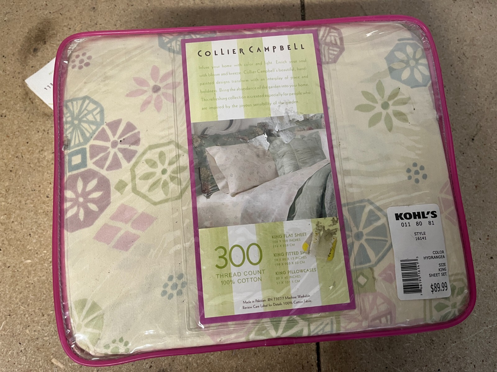 Collier Campbell King Sheet Set Hydrangea 300 Thread Count C81