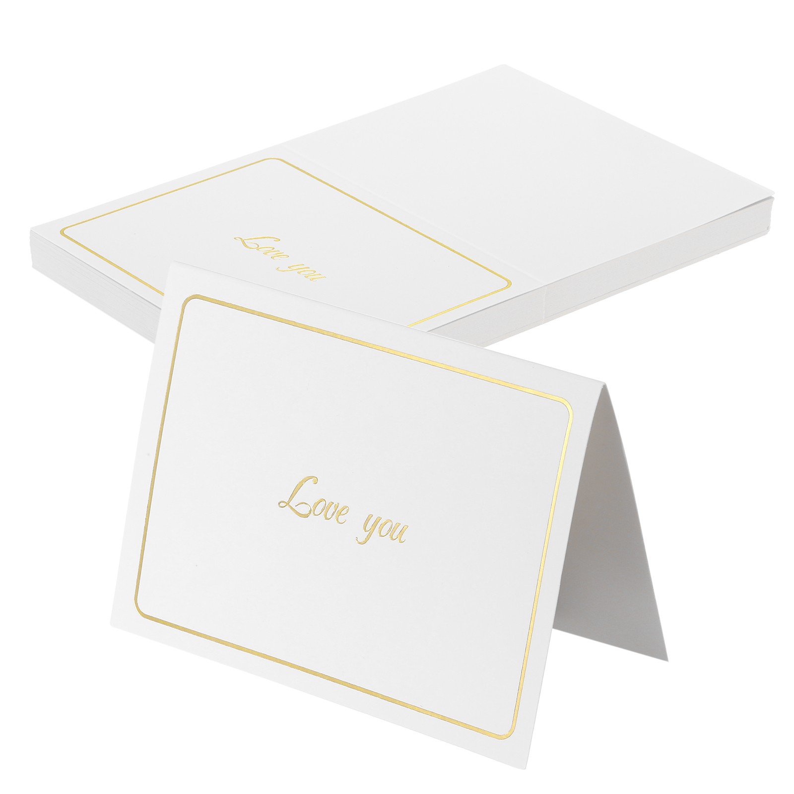 40 Pcs  "Love You" Table Place Cards, White Gold Line Frame