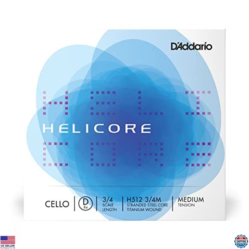 D'Addario Helicore Medium Tension D String for 3/4 Scale Cello - Premium Quality
