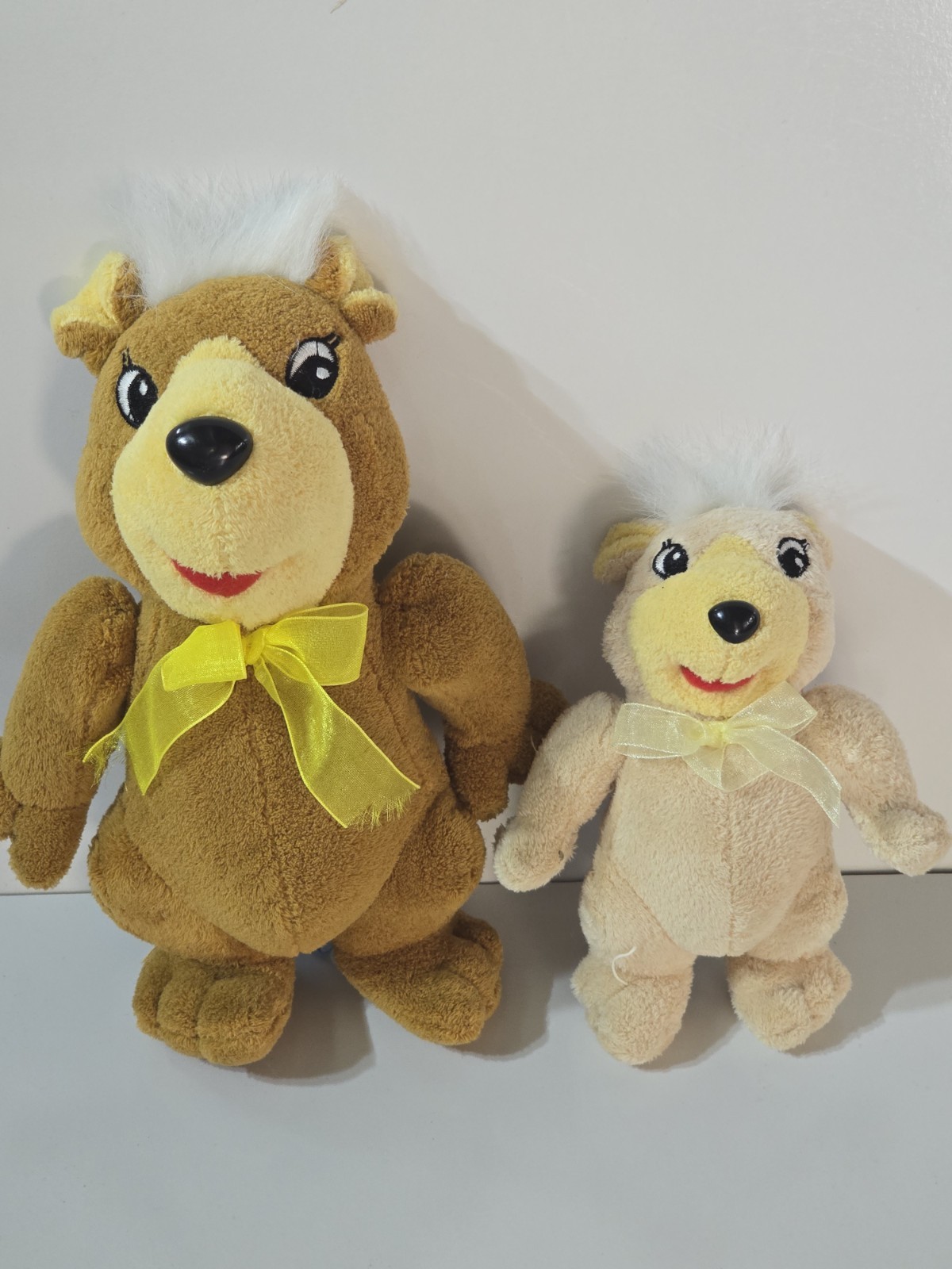 Vintage 2x Bumi Teddy Bears Plush Brown & Cream Soft Toy Gift Shop Bears