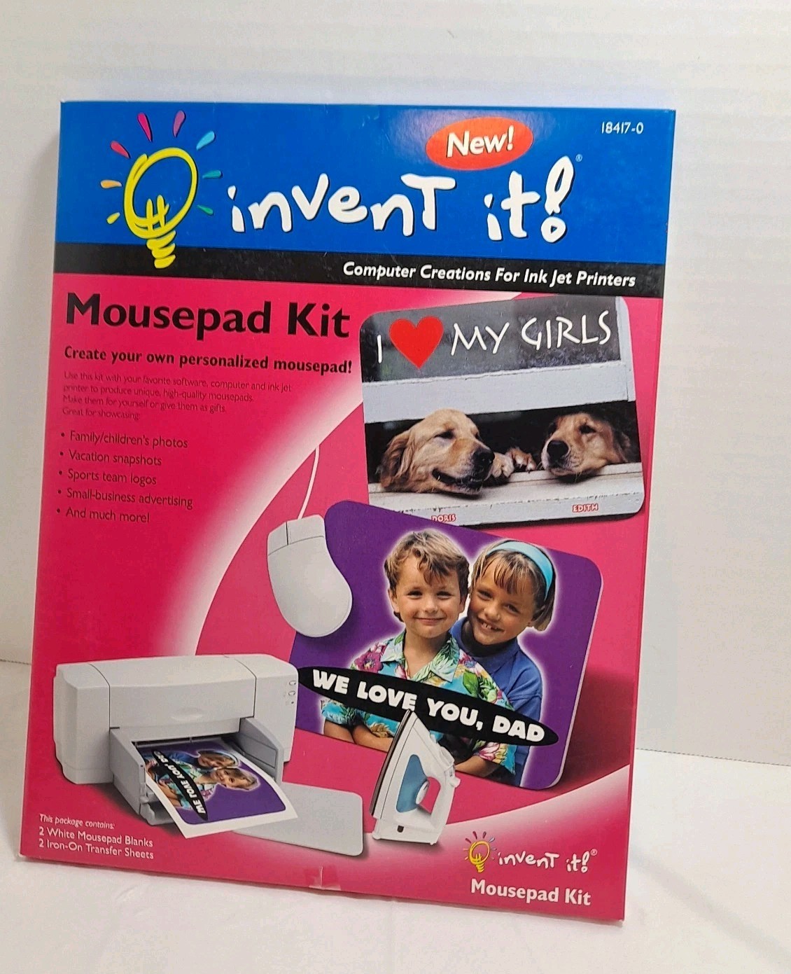 Vintage Invent It Mousepad Kit 18417-0 Computer Creations For Injet Printers 