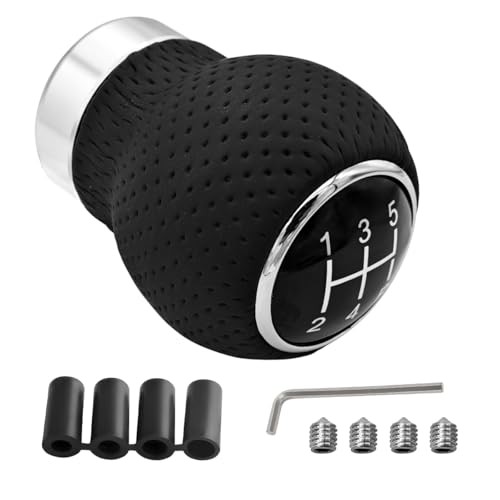 Car Gear Shift Knobs, 5 Speed Manual Vehicle Gearbox Shifter Lever, Leather 