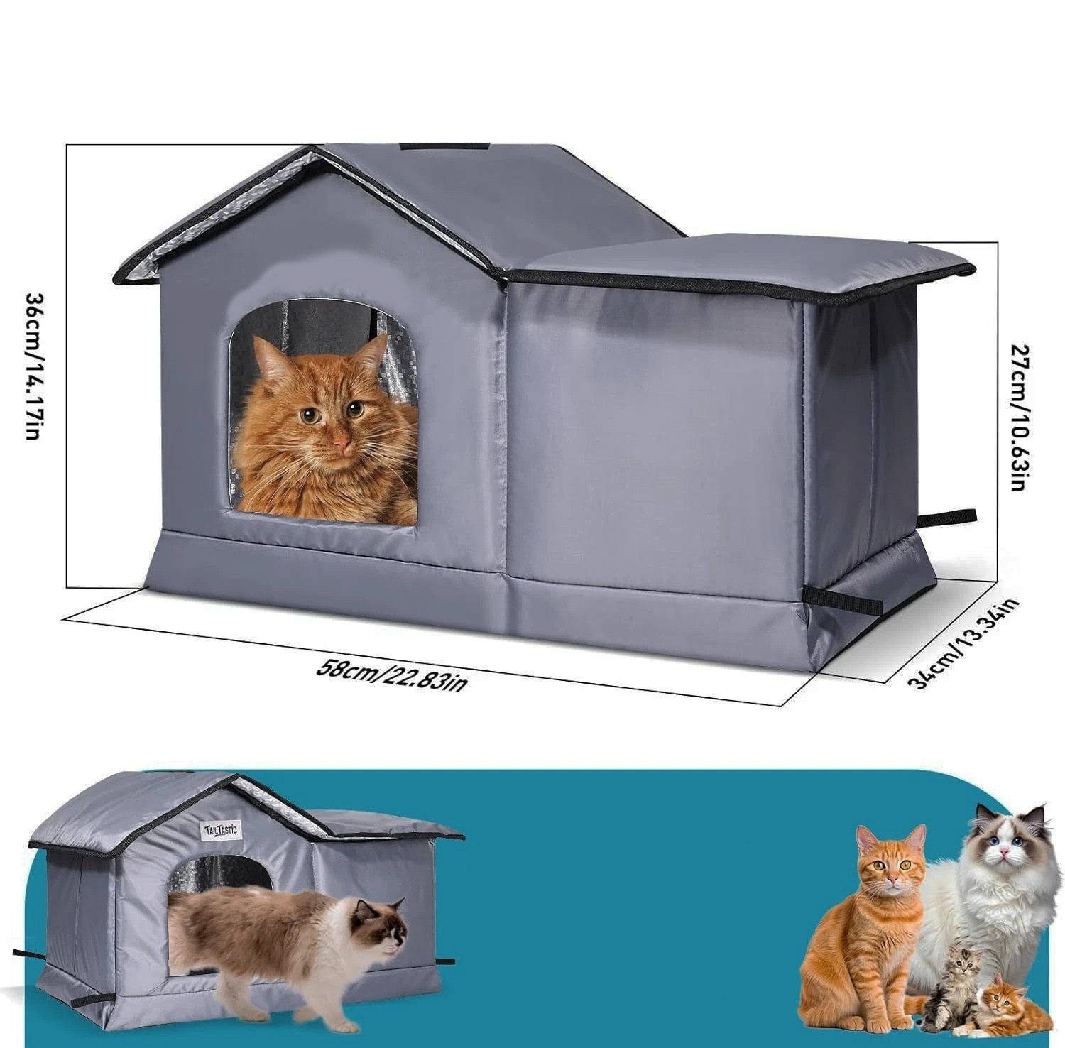 Cat House for Outdoor Cats Insulated Weatherproof Shelter