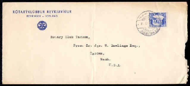 ICELAND #172 ROTARY cvr to USA