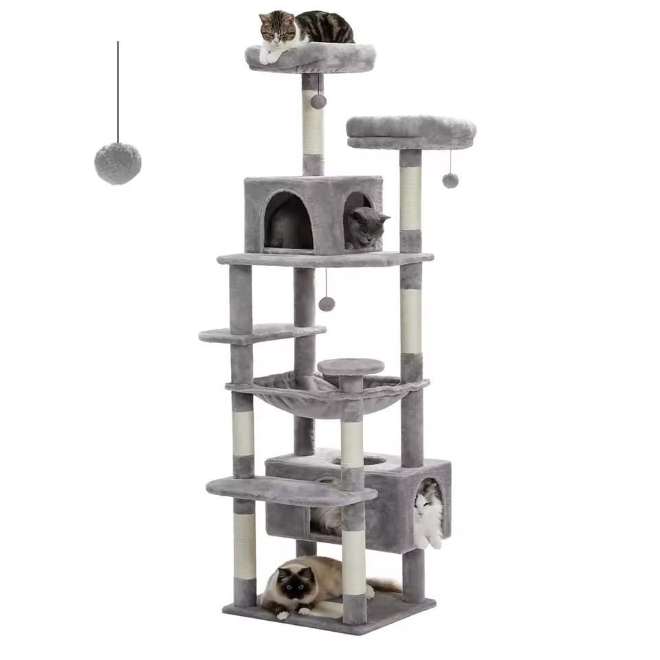 Large 72" Cat Tree Multi-Level Tower with Hammock, Condo & Sisal Posts