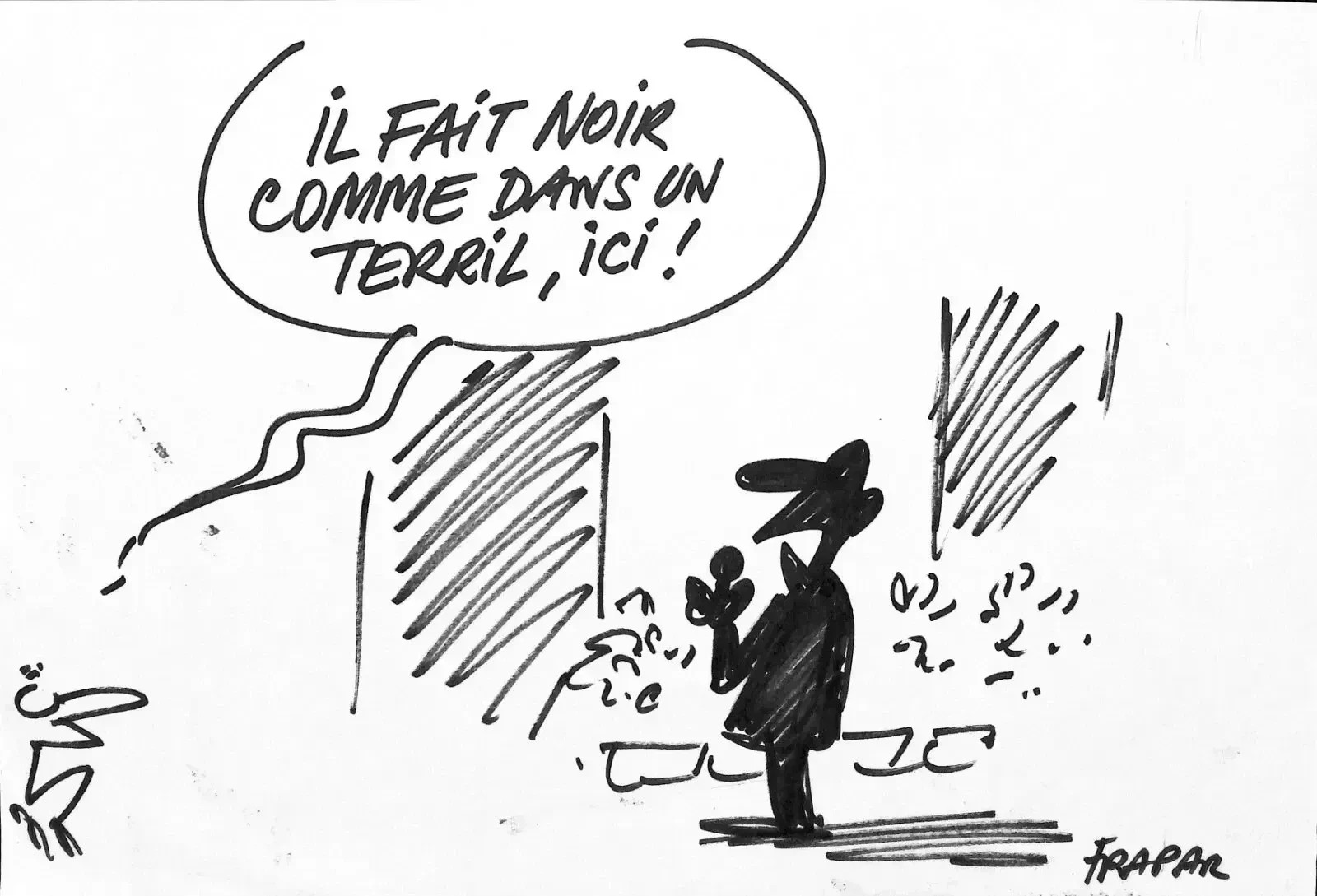 Humour - Presse - François Frapar: It Is Dark - Original Signed Drawing