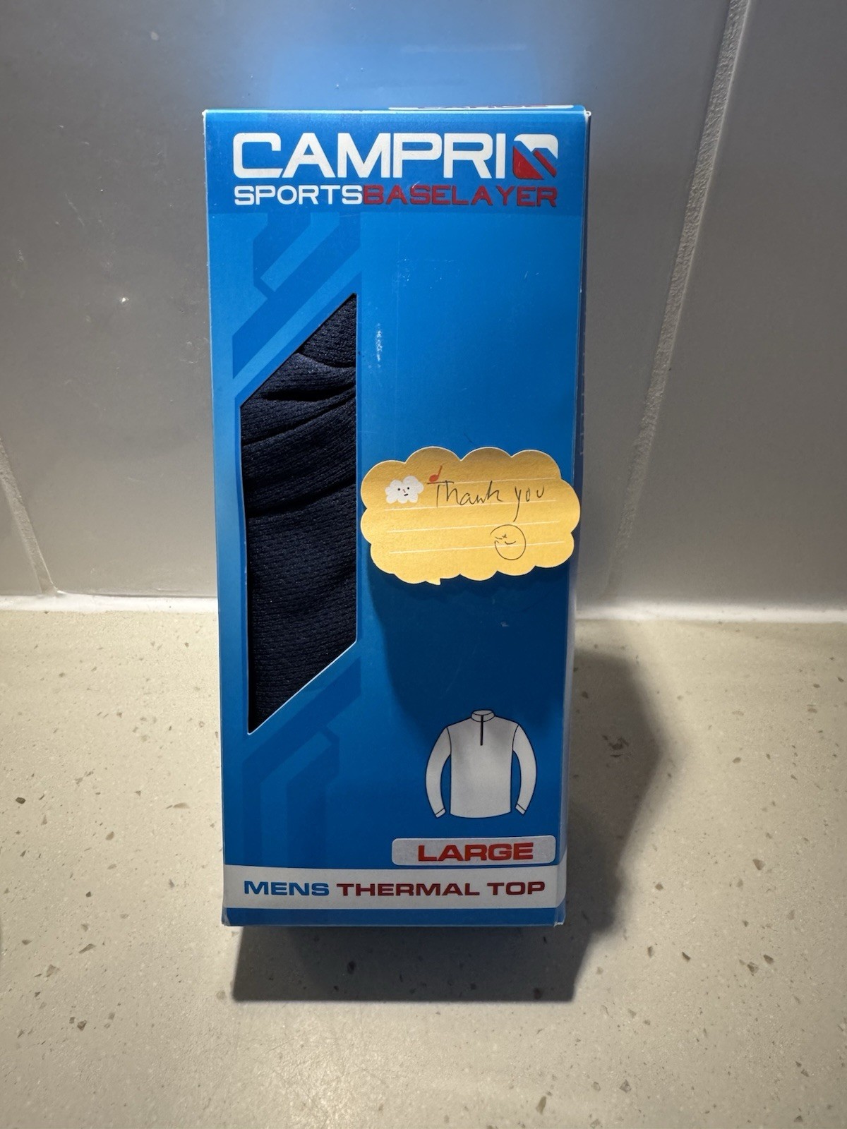 Campri Men Sports Baselayer thermal top warmth & breathability Navy Large New