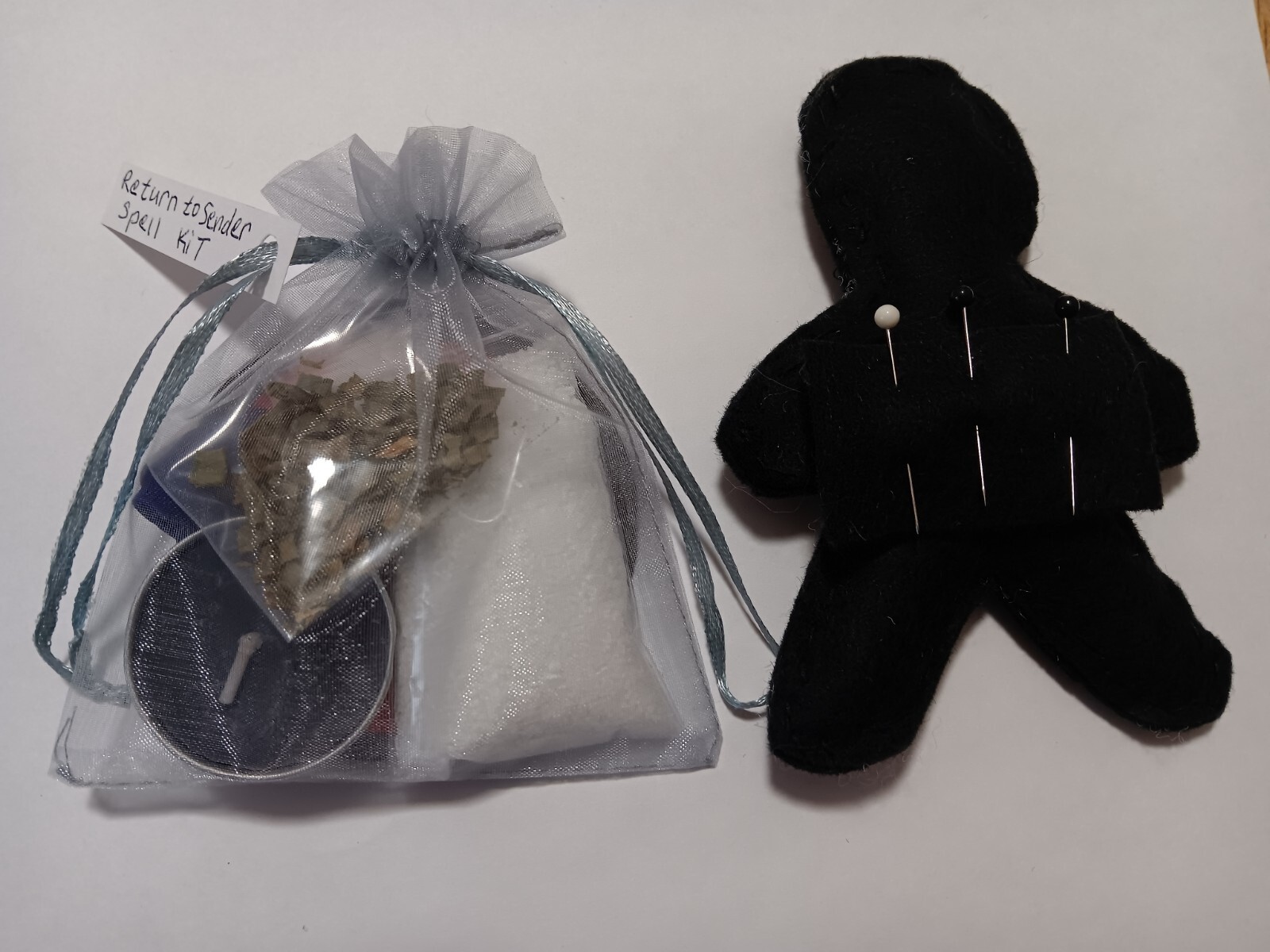 Return to Sender Black Voodoo Doll Candle Spell Kit Ritual Spell Work Wicca