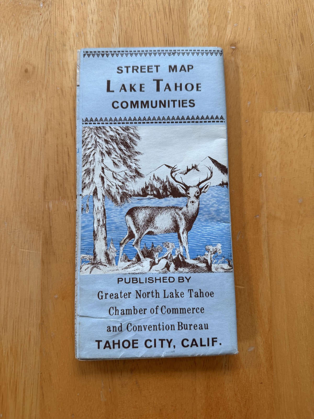 Vintage Lake Tahoe Communities Street Map Chamber Of Commerce California Folded