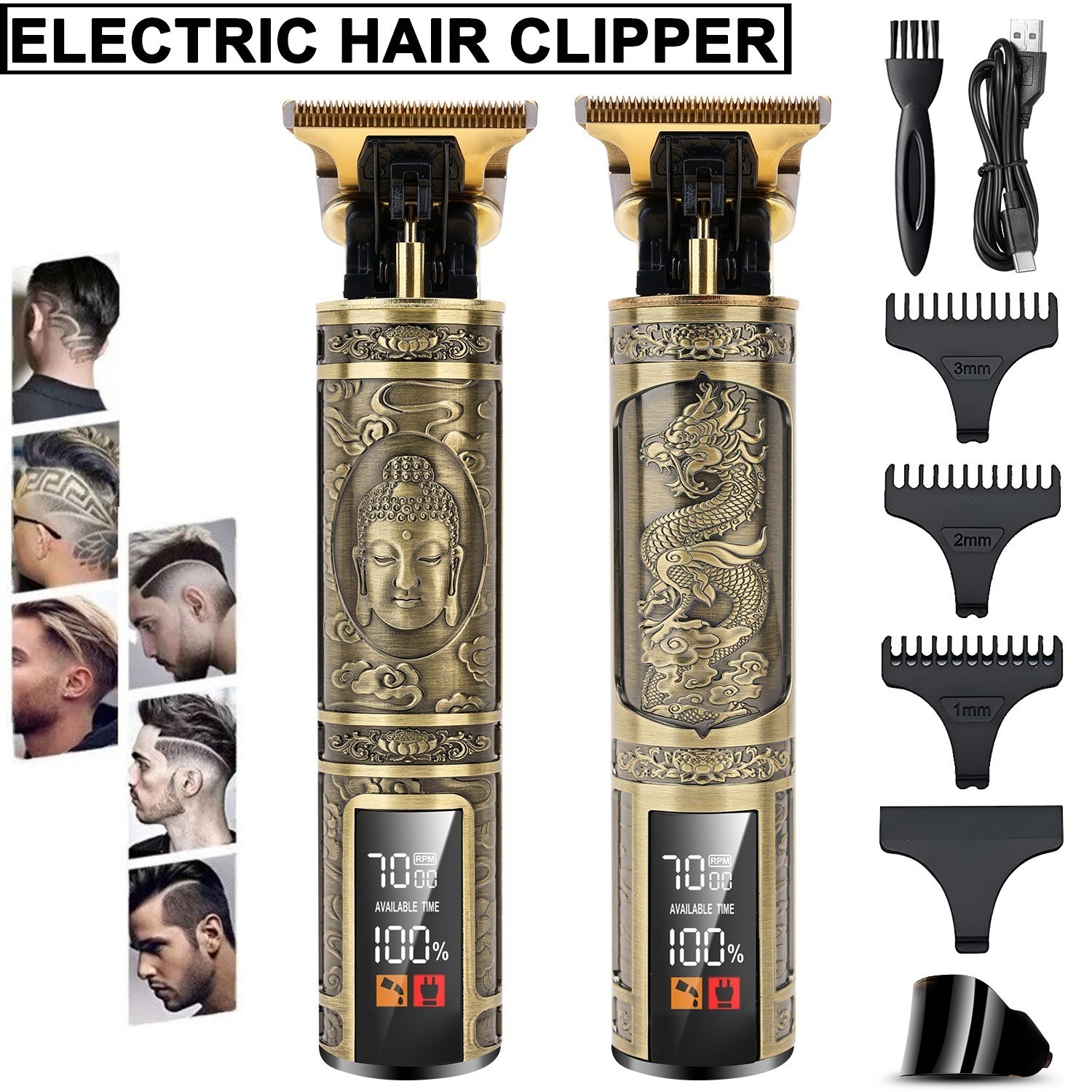 Professional Hair Clippers for Men-CordlessBarber Cutting Kit with LCD Display