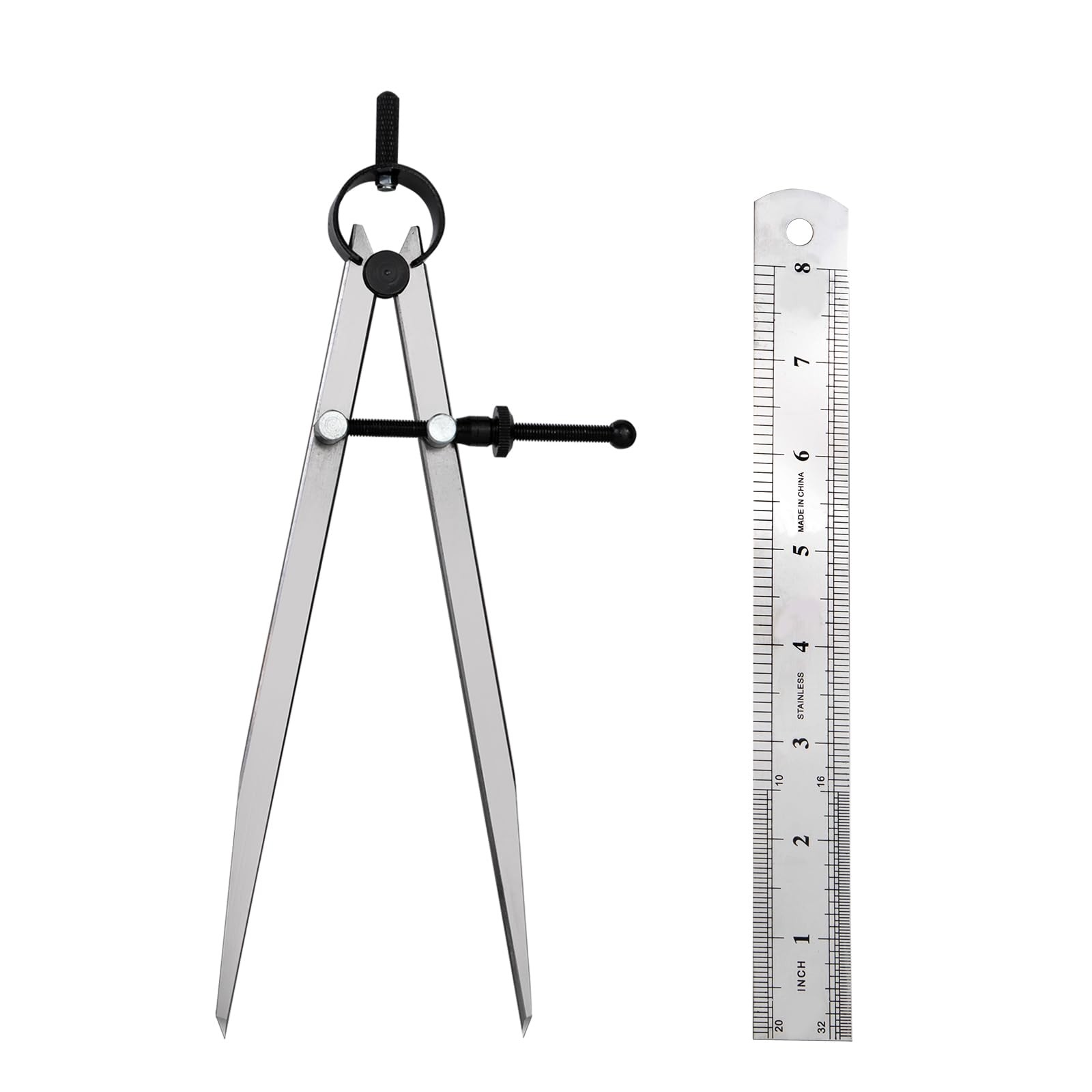 DemJamr Professional Metal Compass Set, 8 Inch Adjustable Divider Leather Com...