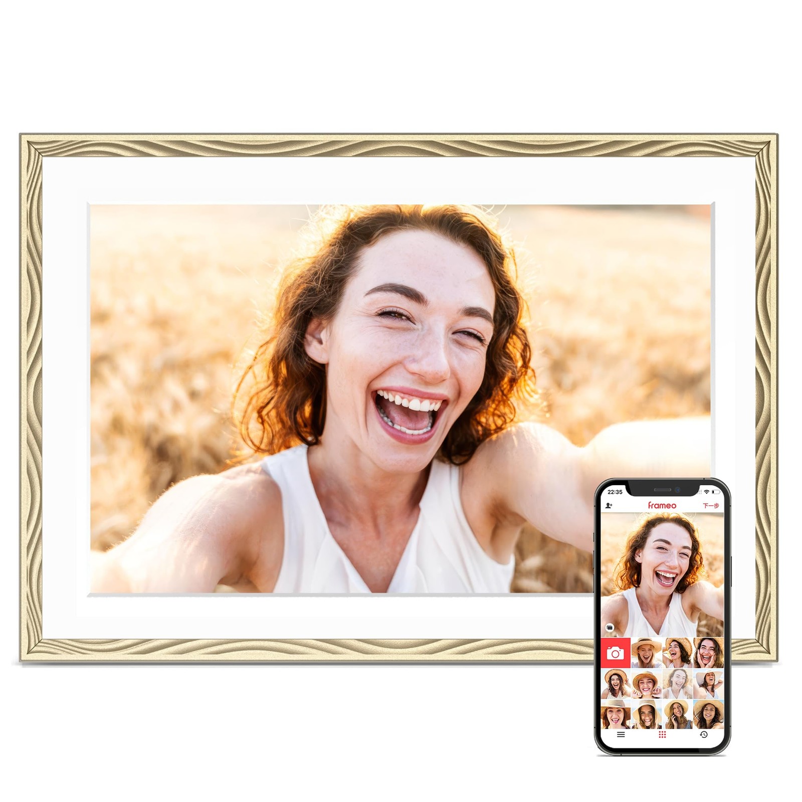 Digital Picture Frame, 10.1'' Frameo Digital Frame Wifi, 1280*800 HD Touch Sc...