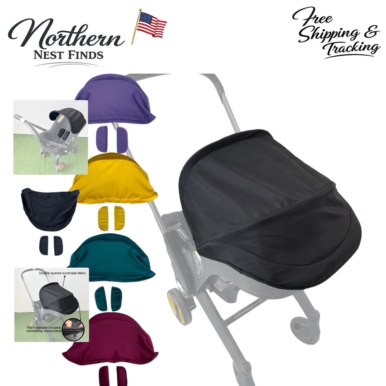 Doona Compatible Waterproof Canopy - Stylish Sun Shade for Ultimate Baby Comfort
