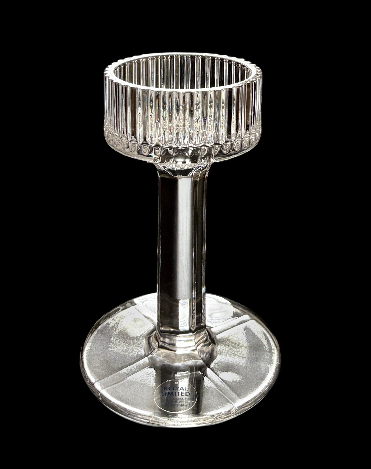 Vintage Royal Limited Crystal Pedestal Candle Holder Czech Republic Excellent
