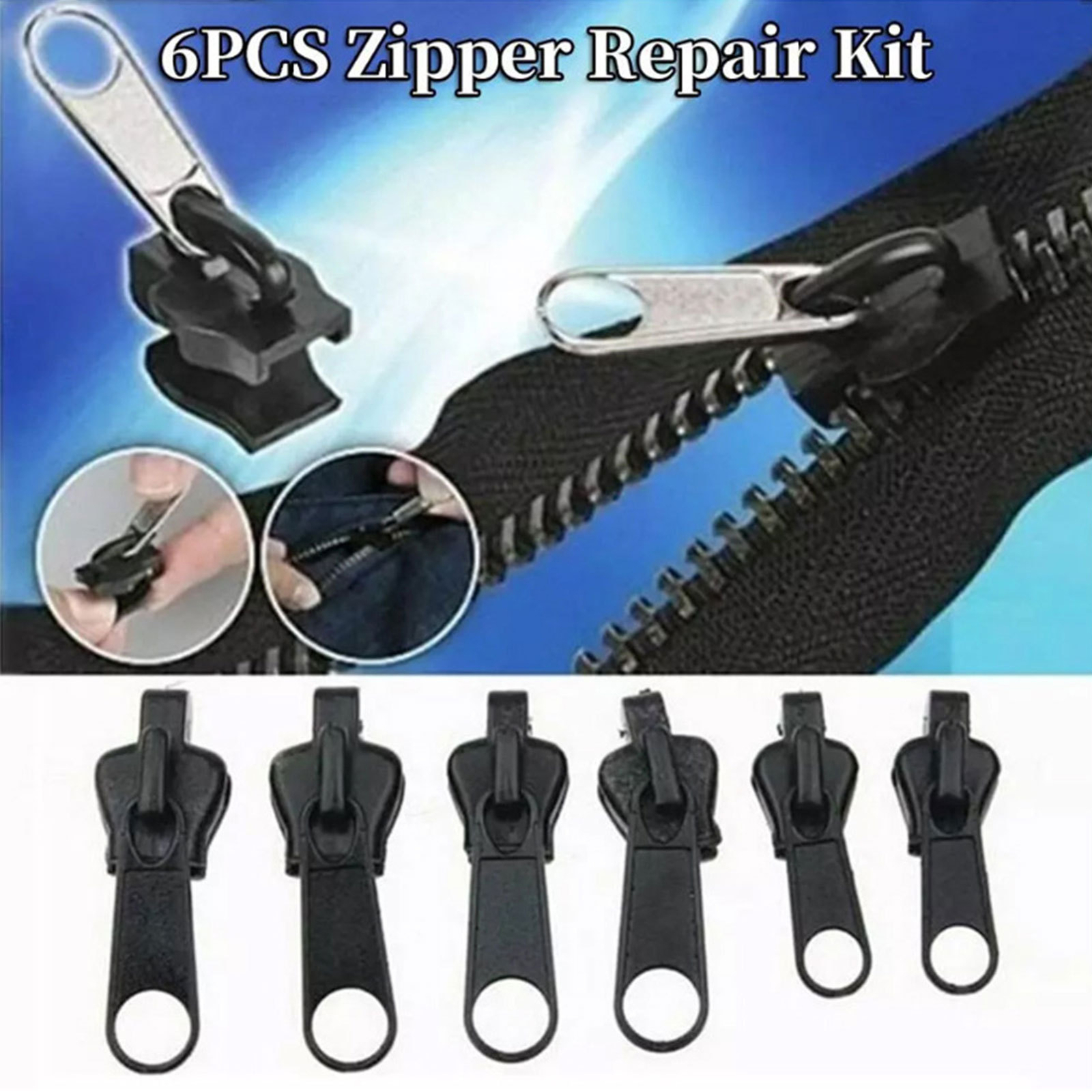 12X Zipper Slider Puller Instant Zipper Repair Kit Replacement For Broken Buckle