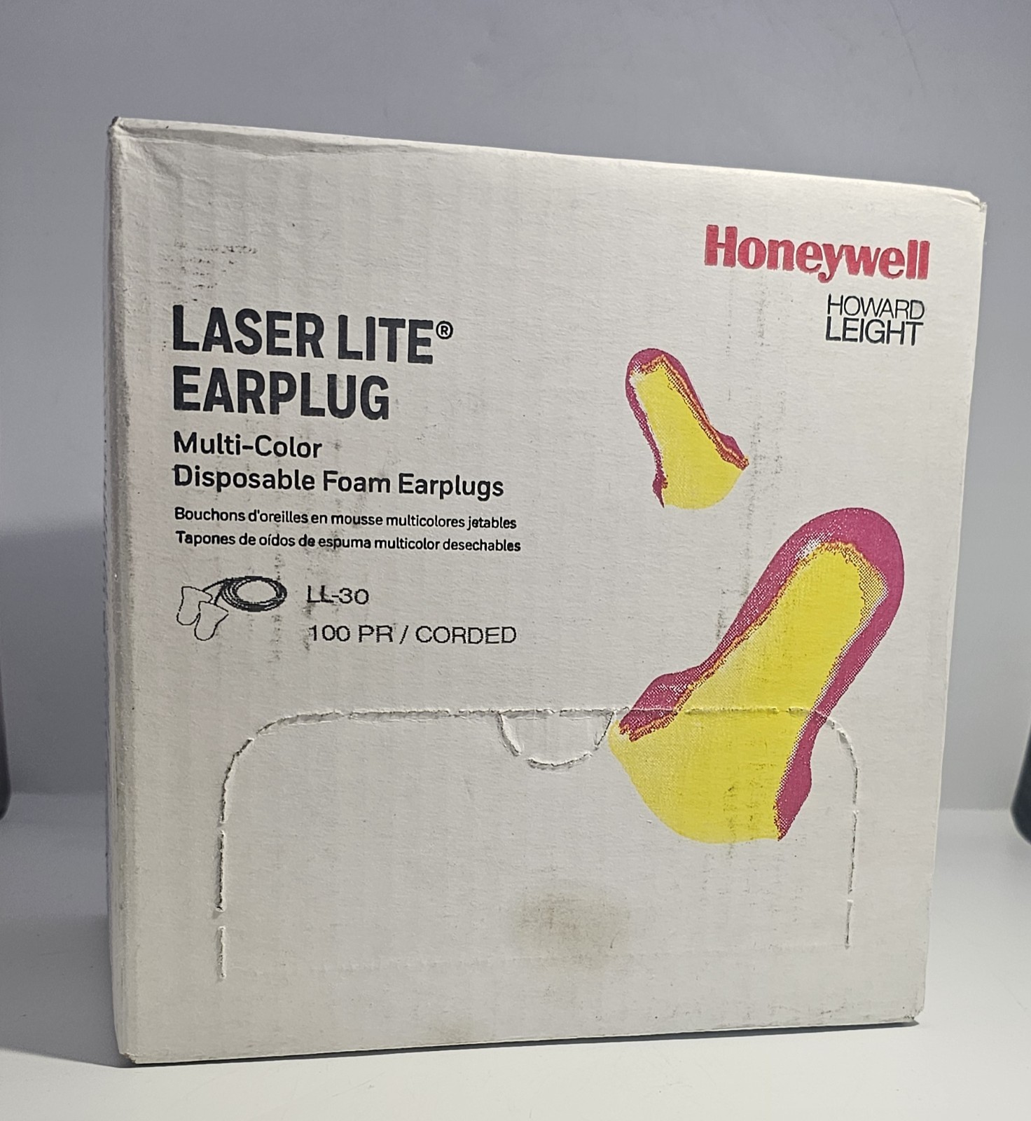 100 Pack - Honeywell Laser Lite Corded Ear Plugs Foam LL-30 Individually Wrapped