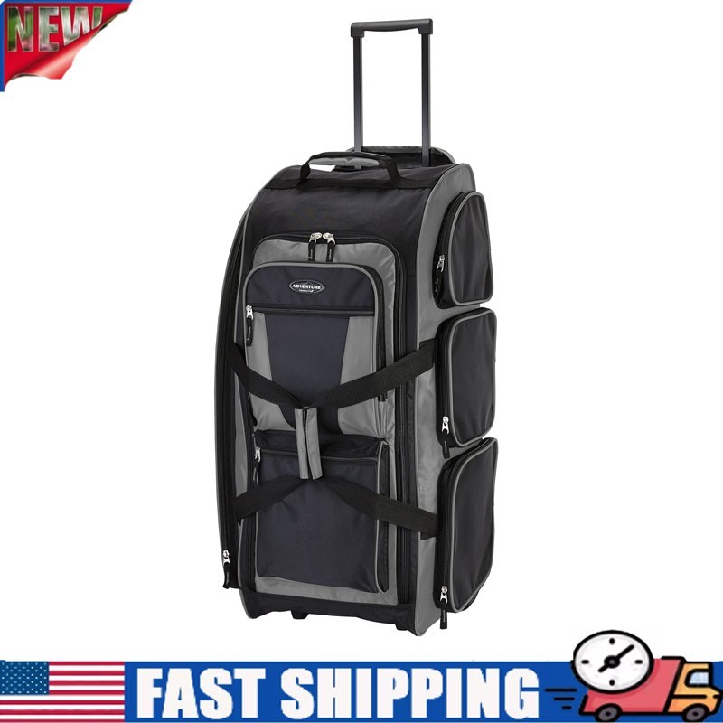 30" Rolling Multi-pocket Upright Duffel Foldable Duffle Bags with Rollers Gray