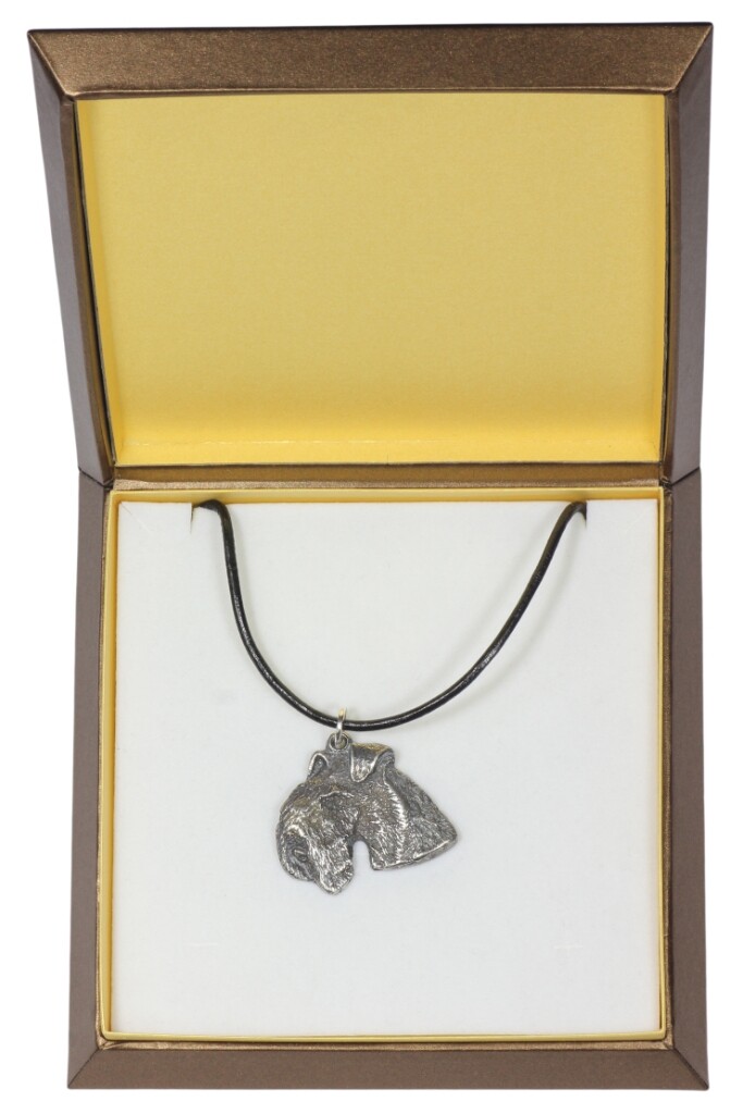 Lakeland Terrier - Dog Collar IN Geschenkbox, Silver Plated Medallion for Dog